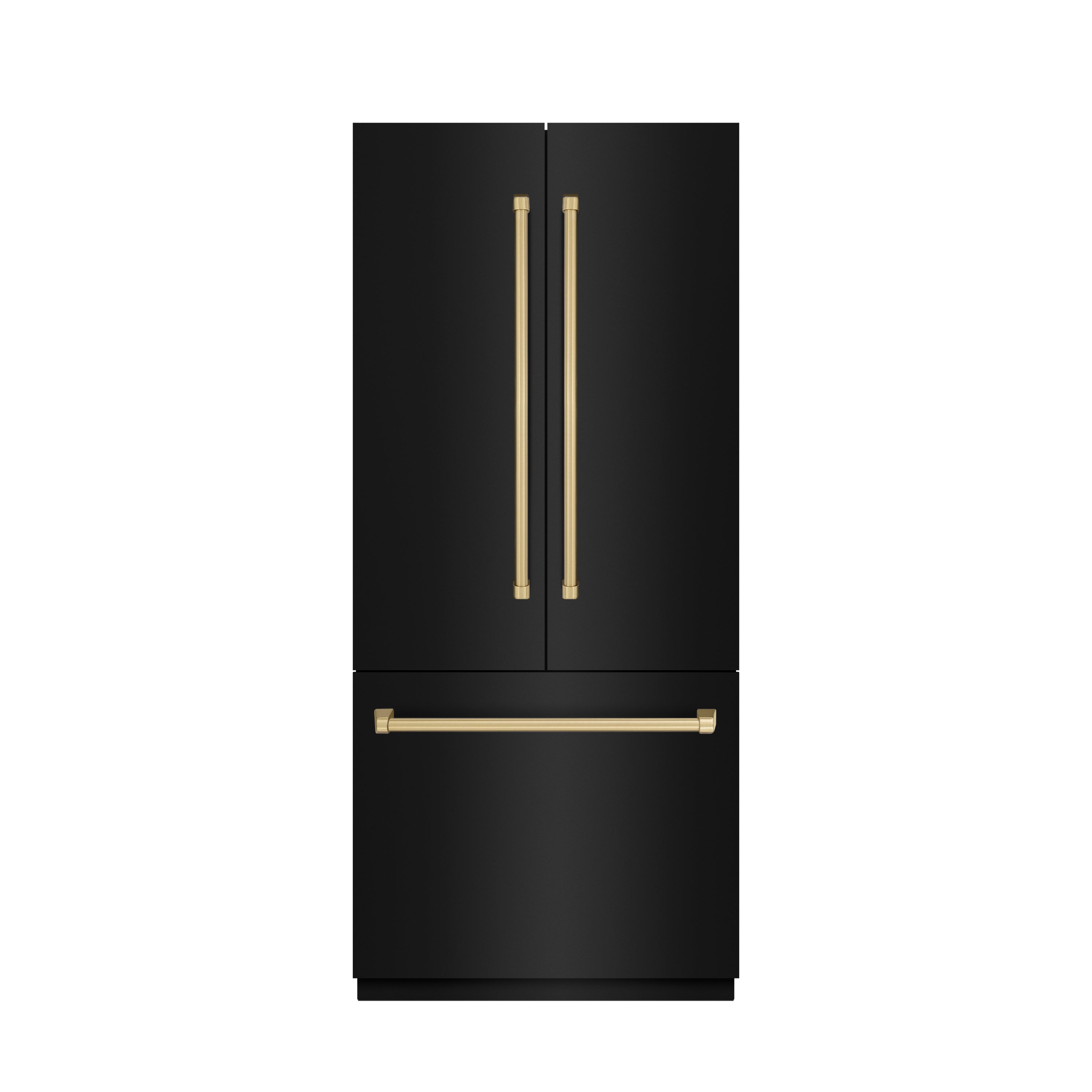 ZLINE 36 in. French Door Built-In Bottom Freezer Refrigerator 19.6 Cu. Ft. Water Dispenser Ice Maker Black Stainless Steel Champagne Bronze Accents (SRBIVZ-BS-36-CB)
