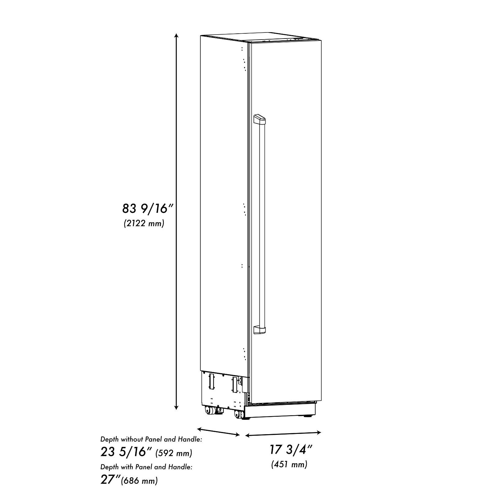 ZLINE Autograph 18" 8.6 cu. ft. Right Hinge Column Freezer in Satin Stainless Steel with Graphite Gray Interior and Champagne Bronze Accents, RCFVRZ-SN-18-CB