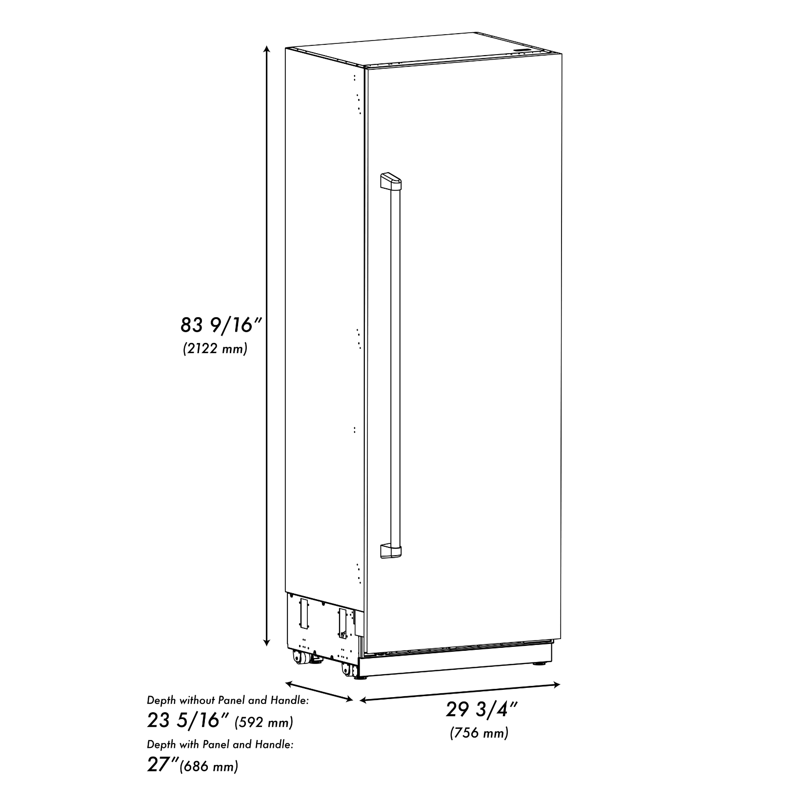 ZLINE 30 in. Column Refrigerator 16.7 Cu. Ft. Satin Stainless Steel, Graphite Gray Interior, Champagne Bronze Accents (RCRVZ-SN-30-CB)