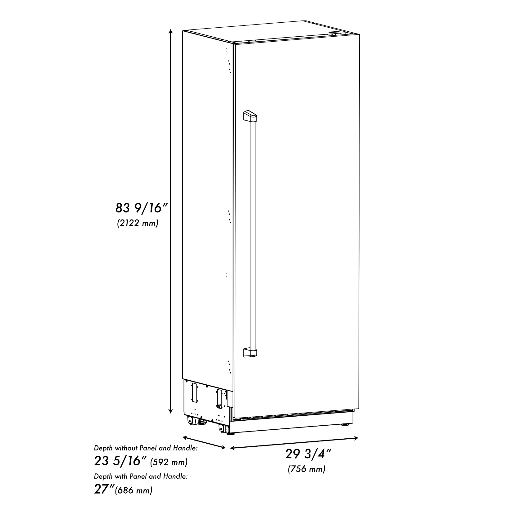 ZLINE 30 in. Column Refrigerator 16.7 cu. ft. Satin Stainless Steel Graphite Gray Interior Matte Black Accents (RCRVZ-SN-30-MB)