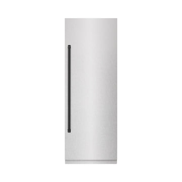 ZLINE 30 in. Column Refrigerator 16.7 cu. ft. Satin Stainless Steel Graphite Gray Interior Matte Black Accents (RCRVZ-SN-30-MB)