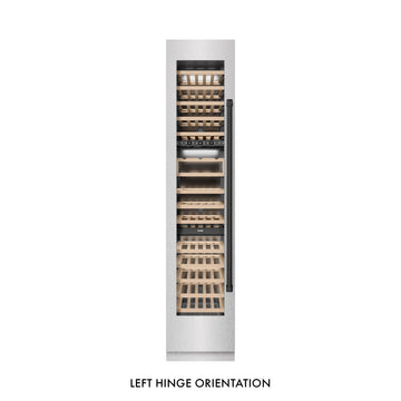 ZLINE Autograph 18" 9.0 cu. ft. Triple Zone 68 Bottle Left Hinge Column Wine Cooler in Satin Stainless Steel with Matte Black Accents, RCWVLZ-SN-18-MB