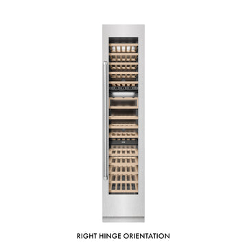 ZLINE 18" 9.0 cu. ft. Triple Zone 68 Bottle Right Hinge Column Wine Cooler in Satin Stainless Steel, RCWVR-SN-18