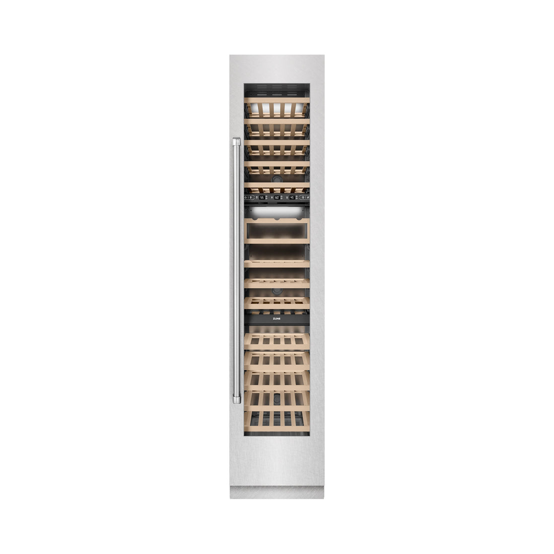 ZLINE 18" 9.0 cu. ft. Triple Zone 68 Bottle Right Hinge Column Wine Cooler in Satin Stainless Steel, RCWVR-SN-18