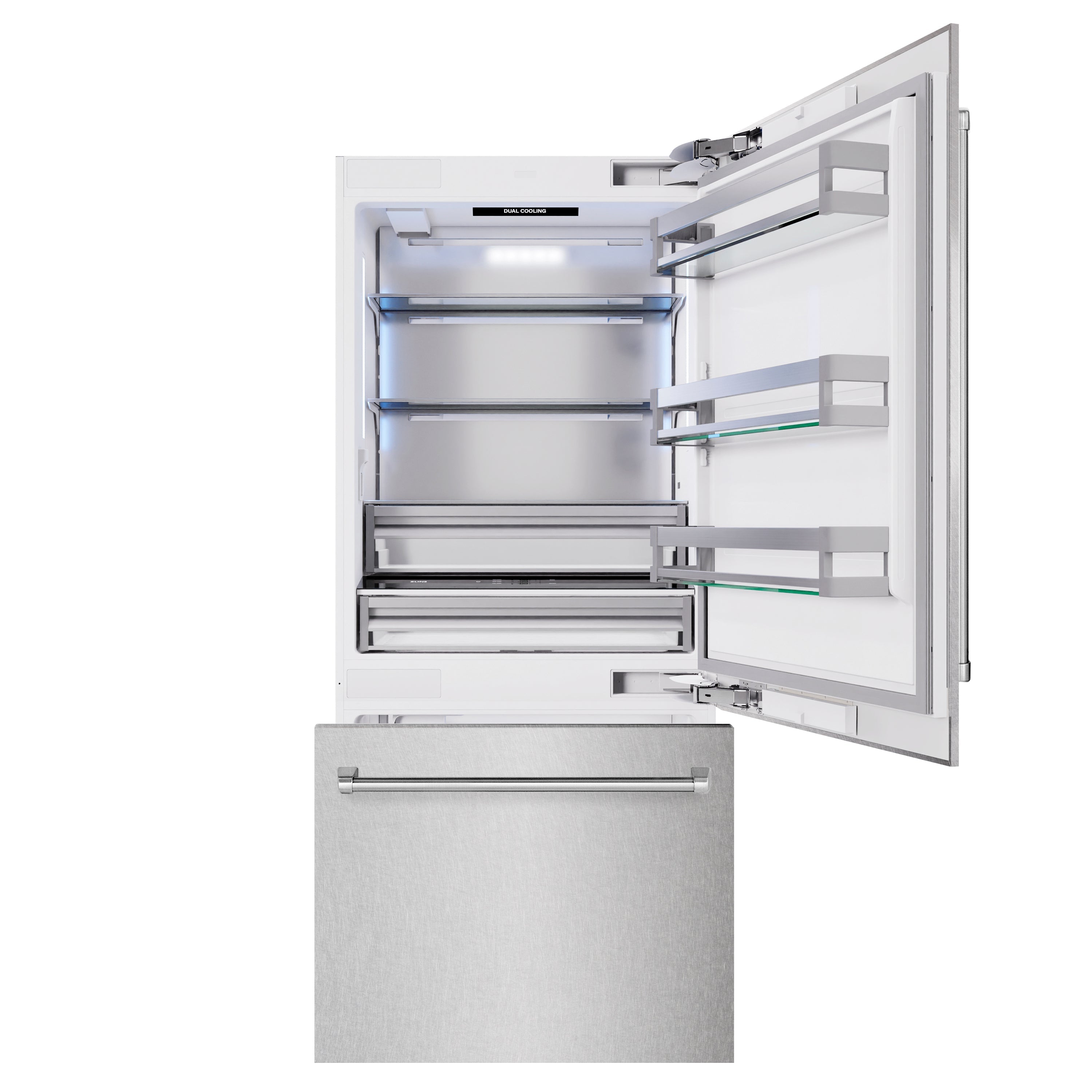 ZLINE 36 in. Built-In Bottom Freezer Refrigerator 19.8 Cu. Ft. with Water Dispenser & Ice Maker (RBIT-SN-36)