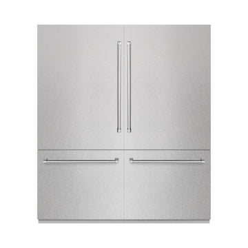 ZLINE 72 in. French Door Built-In Bottom Freezer Refrigerator 39.6 cu. ft. with Water Dispensers & Ice Makers Satin Stainless Steel (RBIT-SN-72)