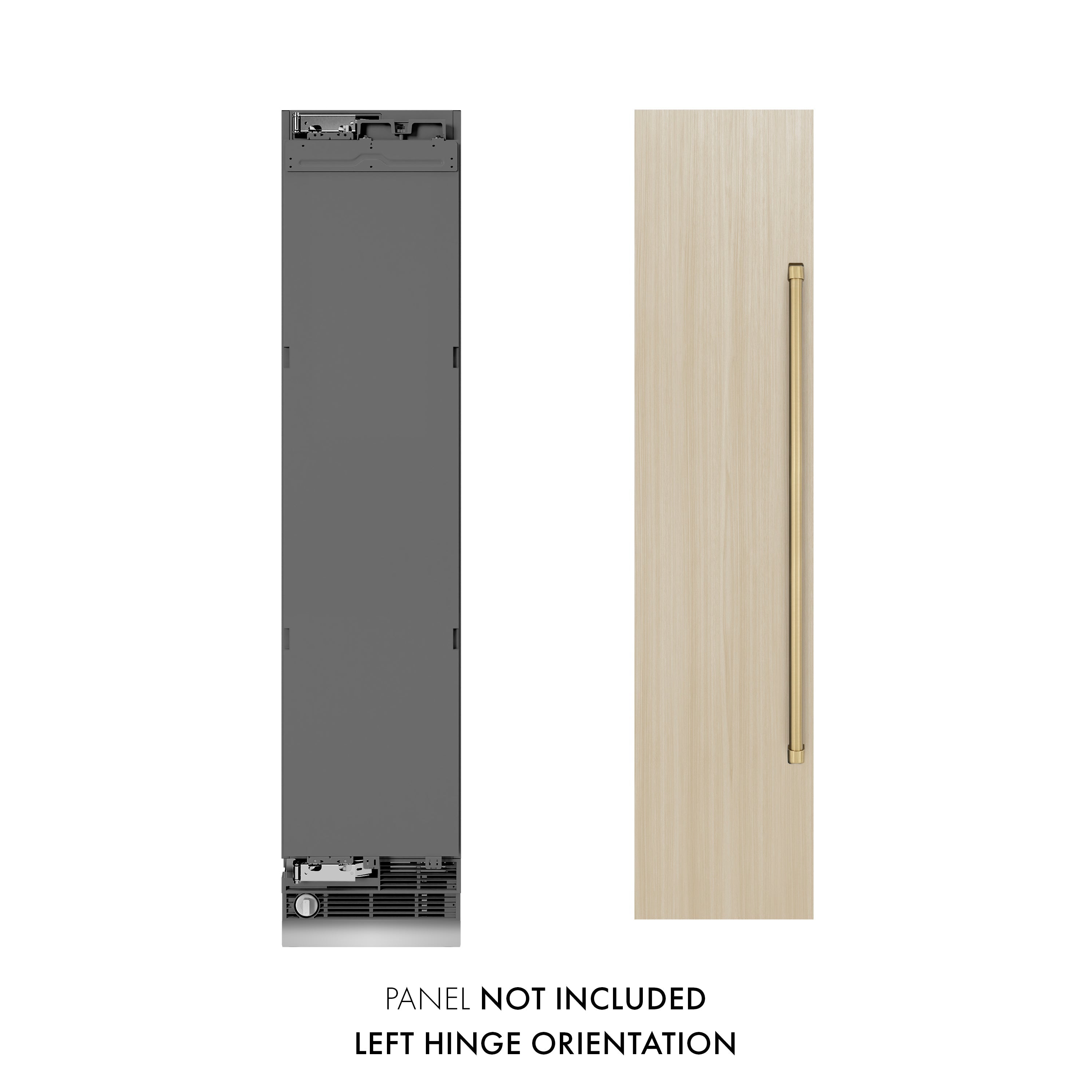 ZLINE Autograph 18" 8.6 cu. ft. Panel Ready Left Hinge Column Freezer with Graphite Gray Interior and Champagne Bronze Accents, RBCFVLZ-18-CB