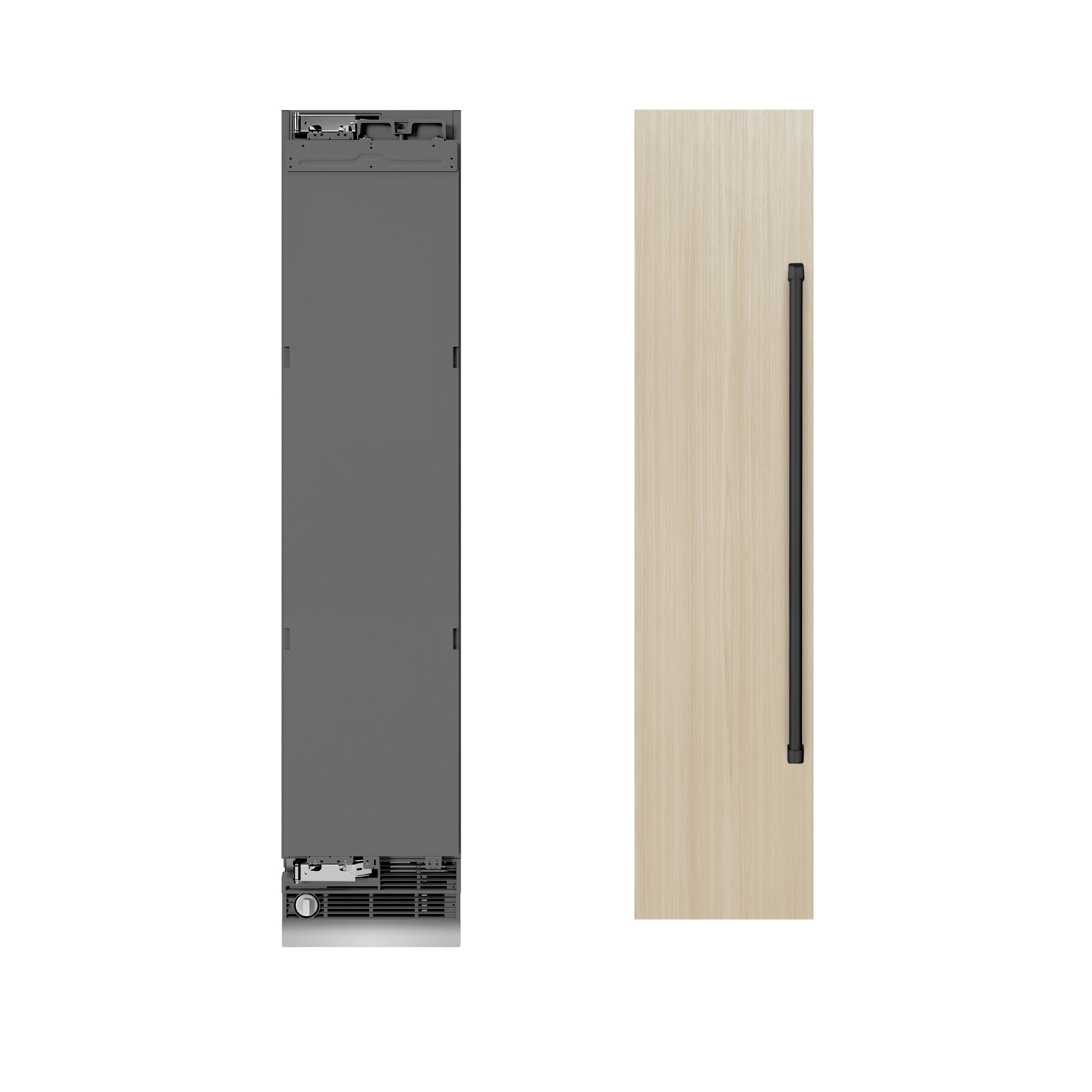 ZLINE Autograph 18" 8.6 cu. ft. Panel Ready Left Hinge Column Freezer with Graphite Gray Interior and Matte Black Accents, RBCFVLZ-18-MB