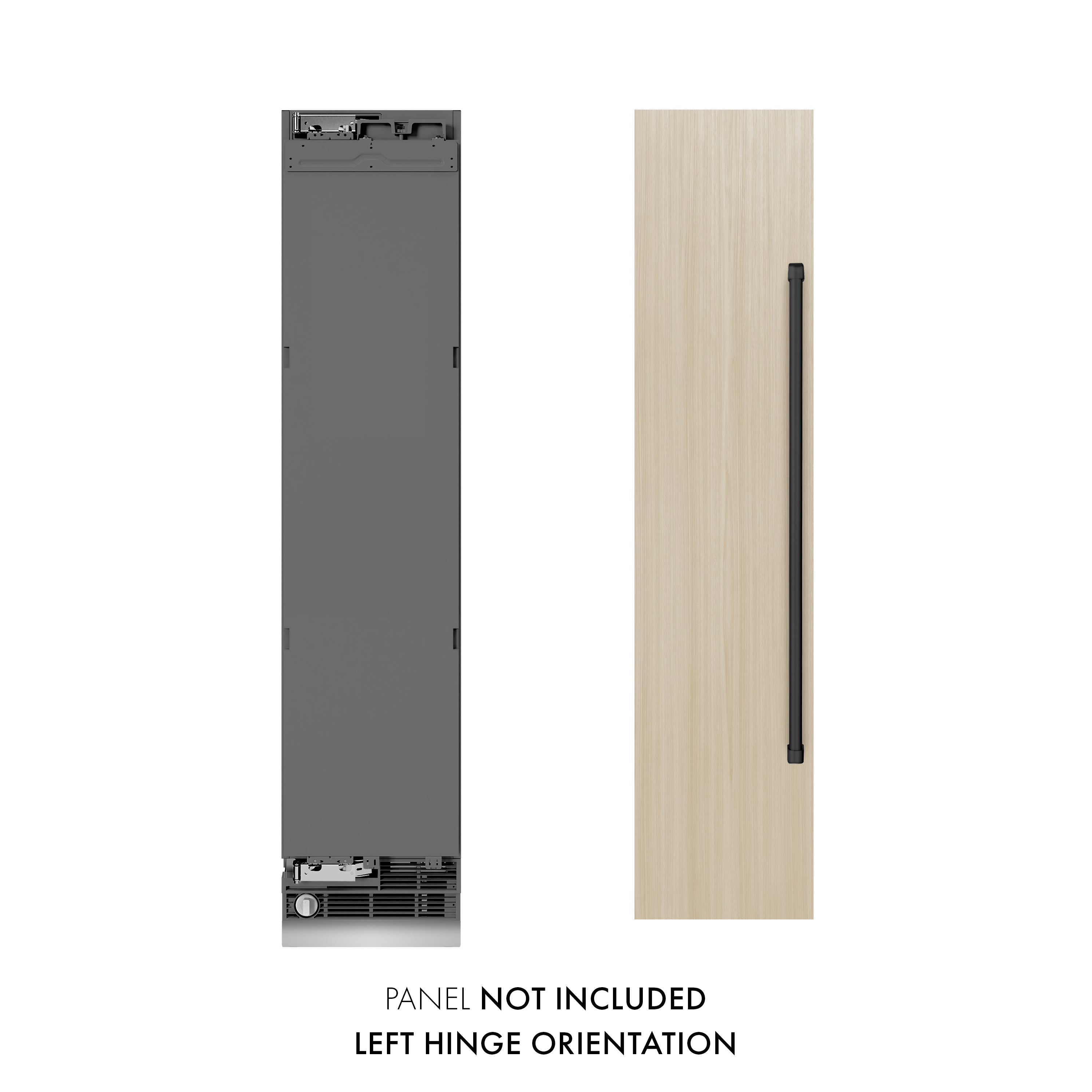 ZLINE Autograph 18" 8.6 cu. ft. Panel Ready Left Hinge Column Freezer with Graphite Gray Interior and Matte Black Accents, RBCFVLZ-18-MB