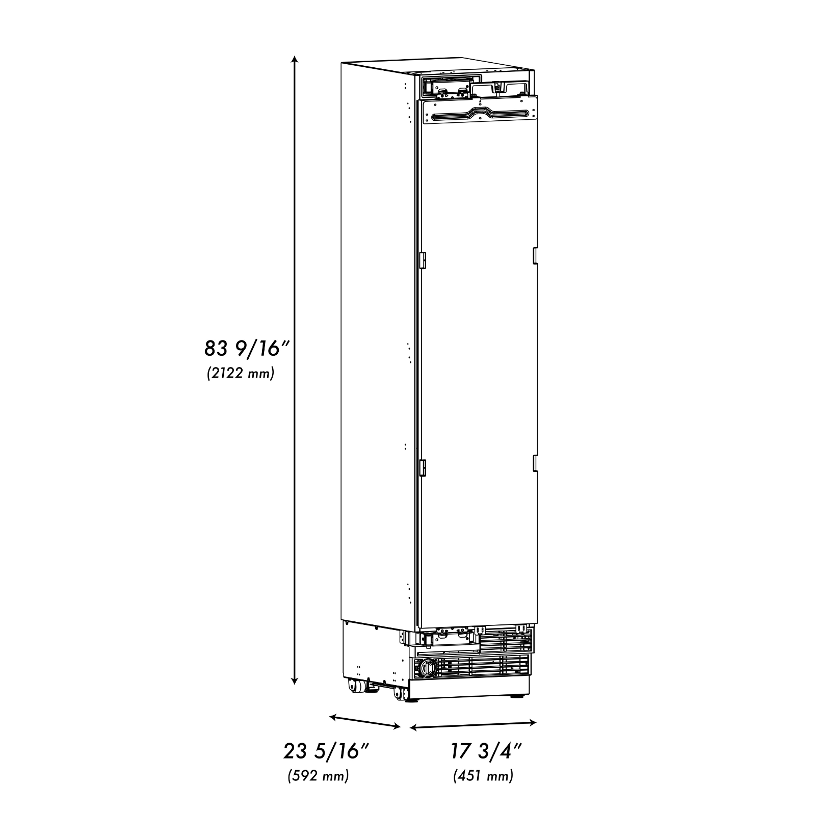ZLINE 18" 8.6 cu. ft. Panel Ready Right Hinge Column Freezer with Graphite Gray Interior, RBCFVR-18