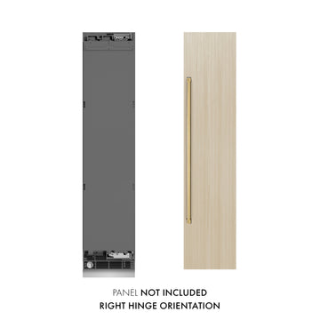 ZLINE Autograph 18" 8.6 cu. ft. Panel Ready Right Hinge Column Freezer with Graphite Gray Interior and Polished Gold Accents, RBCFVRZ-18-G