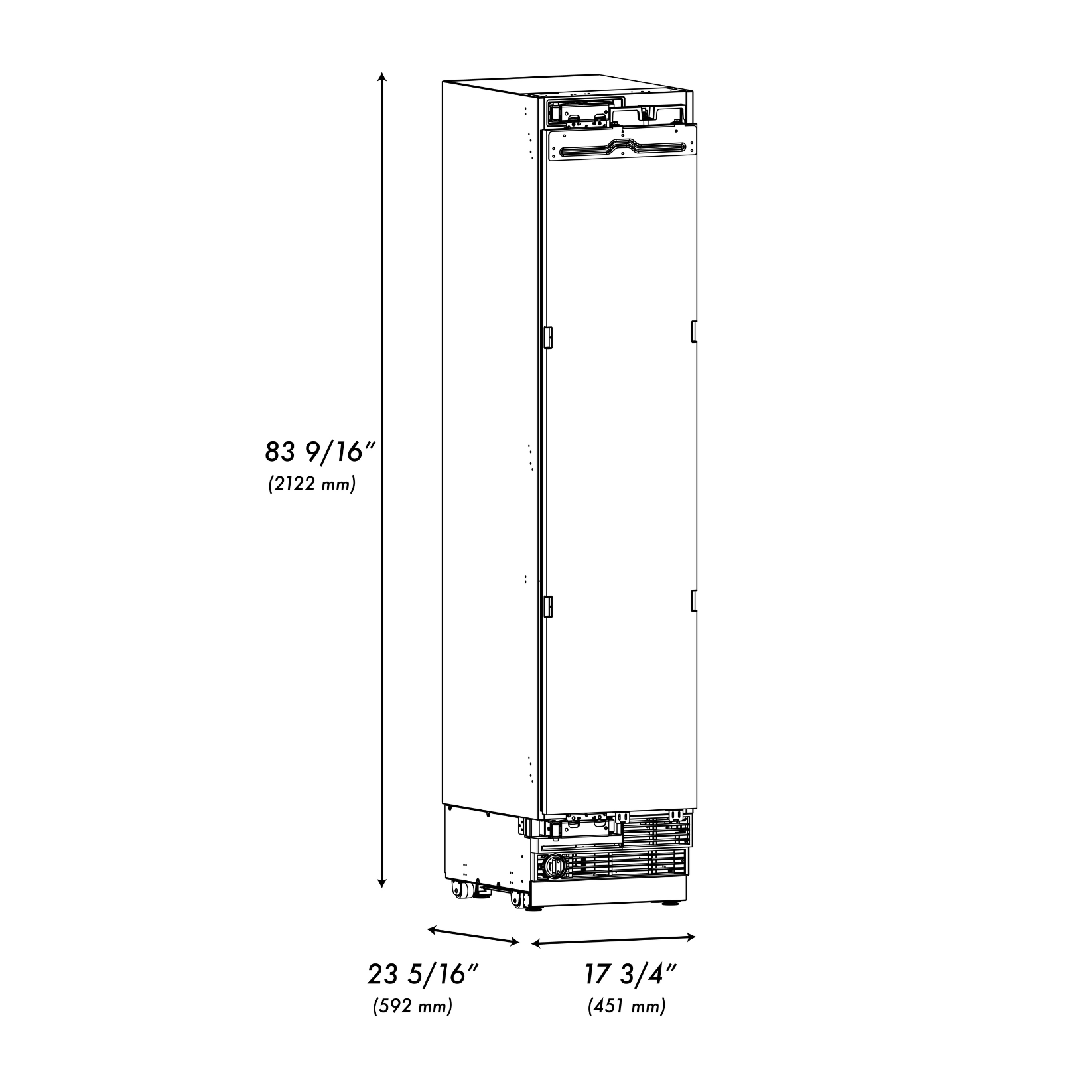 ZLINE Autograph 18" 8.6 cu. ft. Panel Ready Right Hinge Column Freezer with Graphite Gray Interior and Matte Black Accents, RBCFVRZ-18-MB