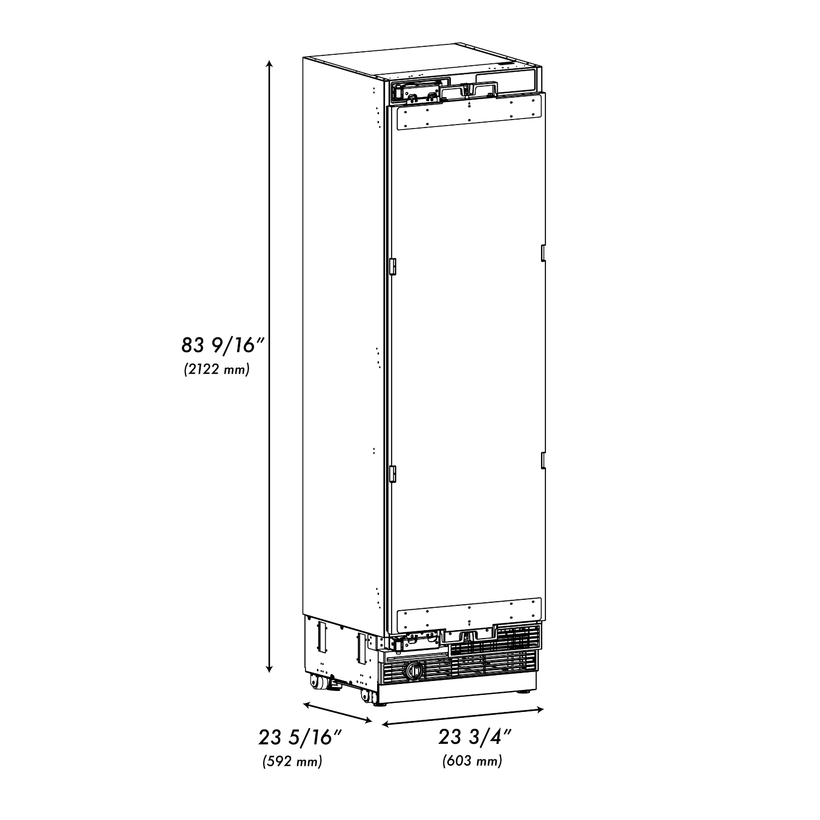 ZLINE Autograph 24" 12.4 cu. ft. Panel Ready Column Freezer with Graphite Gray Interior and Polished Gold Accents, RBCFVZ-24-G