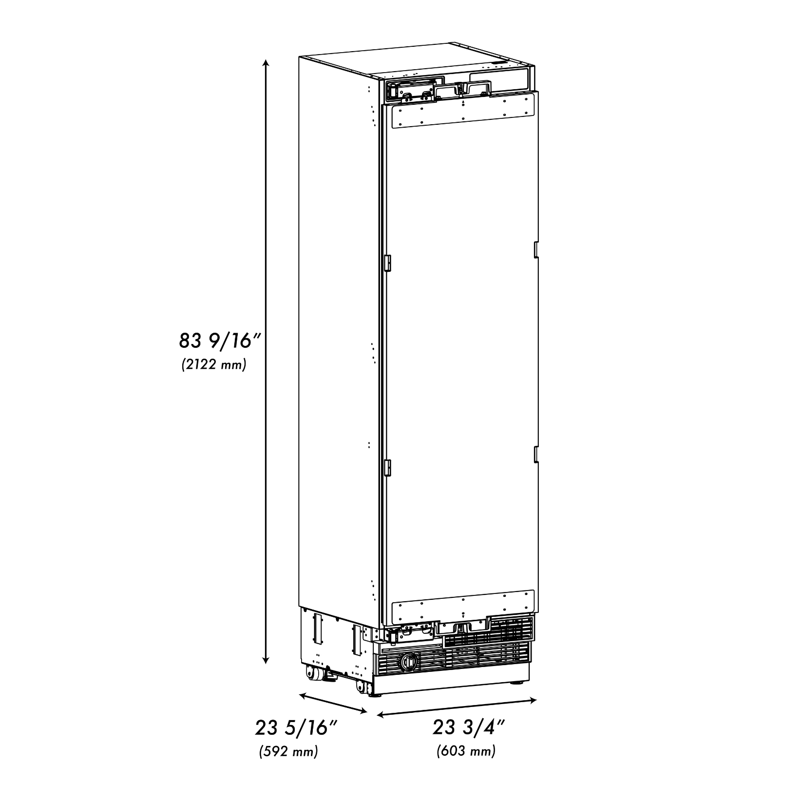 ZLINE 24 in. Panel Ready Column Refrigerator 12.5 cu. ft. Champagne Bronze Accents Graphite Gray Interior (RBCRVZ-24-CB)