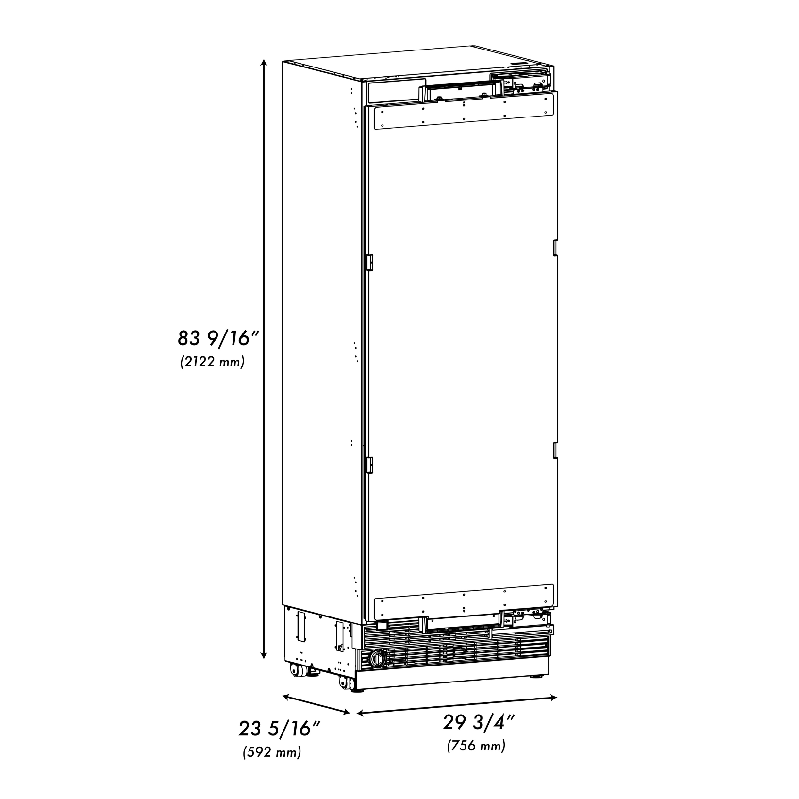 ZLINE 30 in. Panel Ready Column Refrigerator 16.7 cu. ft. Graphite Gray Interior Champagne Bronze Accents (RBCRVZ-30-CB)