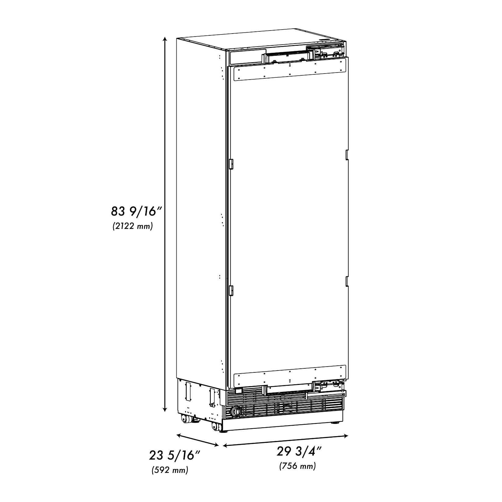 ZLINE 30 in. Column Refrigerator 16.7 cu. ft. Panel Ready with Graphite Gray Interior and Polished Gold Accents (RBCRVZ-30-G)