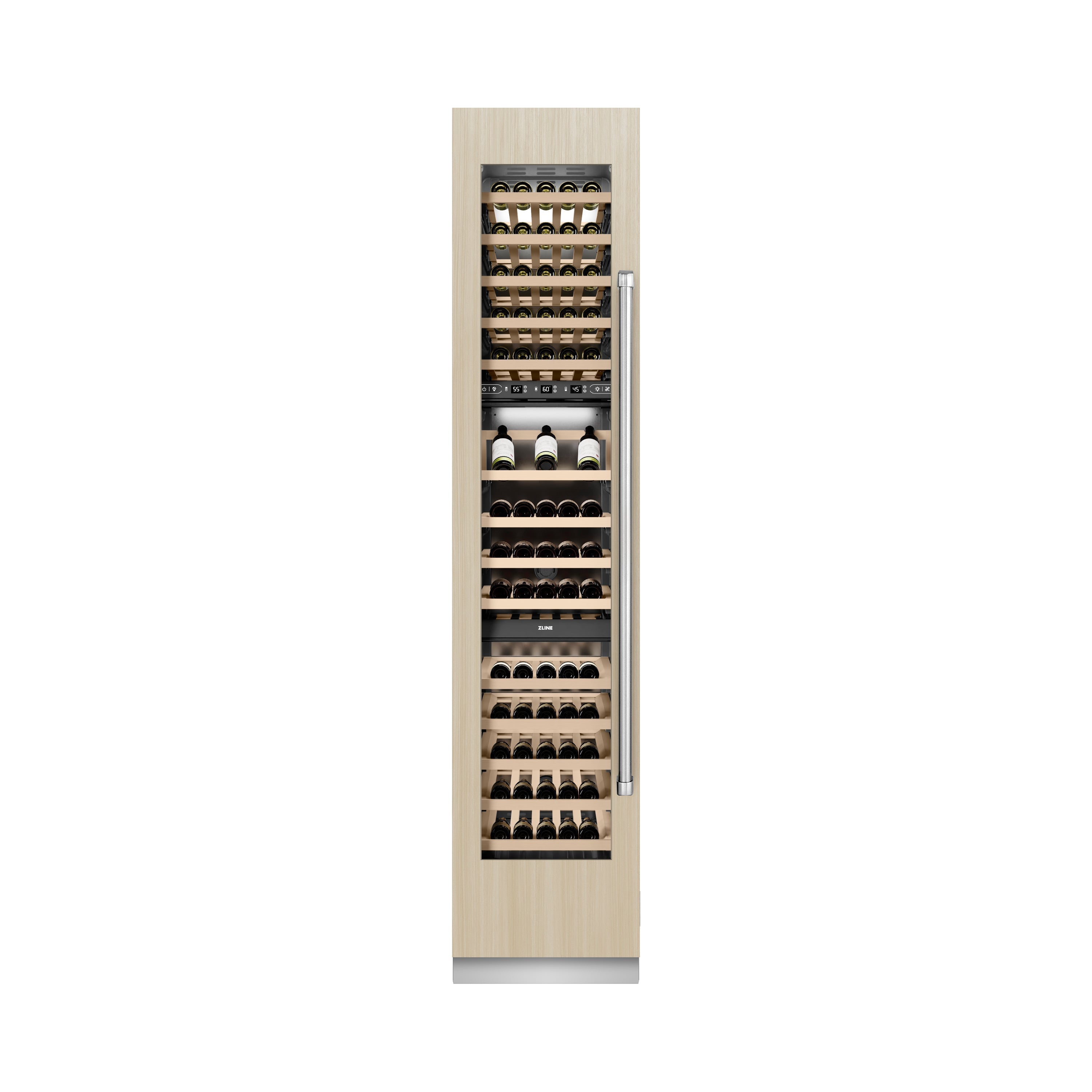 ZLINE 18" 9.0 cu. ft. Triple Zone 68 Bottle Panel Ready Left Hinge Column Wine Cooler, RBCWVL-18