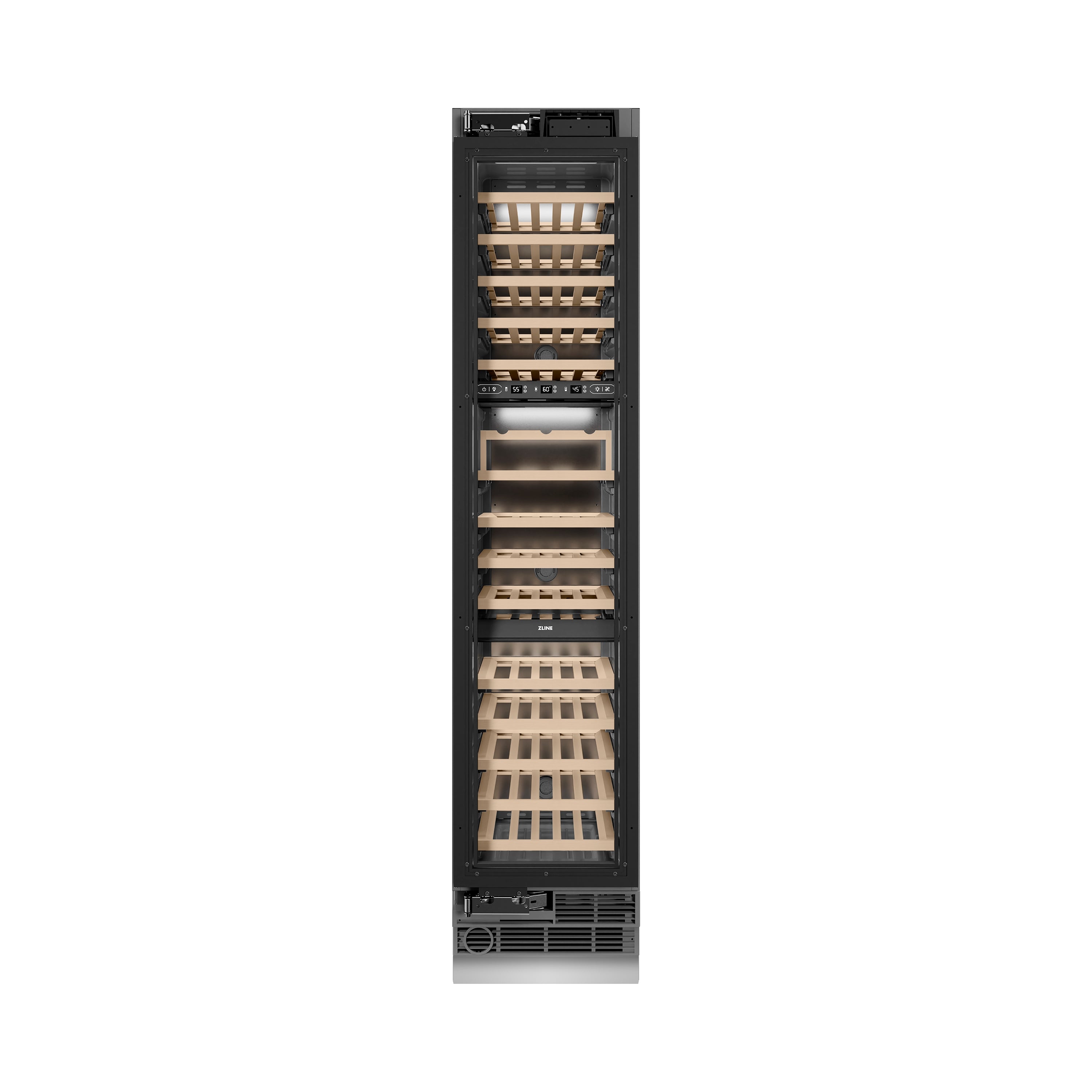 ZLINE Autograph 18" 9.0 cu. ft. Triple Zone 68 Bottle Panel Ready Left Hinge Column Wine Cooler with Champagne Bronze Accents, RBCWVLZ-18-CB