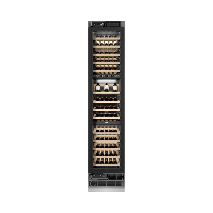 ZLINE Autograph 18" 9.0 cu. ft. Triple Zone 68 Bottle Panel Ready Left Hinge Column Wine Cooler with Matte Black Accents, RBCWVLZ-18-MB