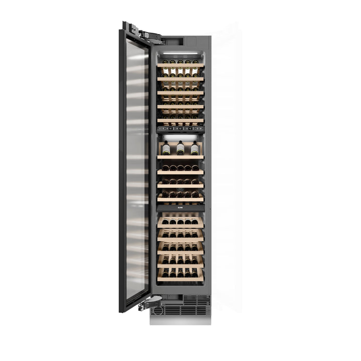 ZLINE Autograph 18" 9.0 cu. ft. Triple Zone 68 Bottle Panel Ready Left Hinge Column Wine Cooler with Matte Black Accents, RBCWVLZ-18-MB