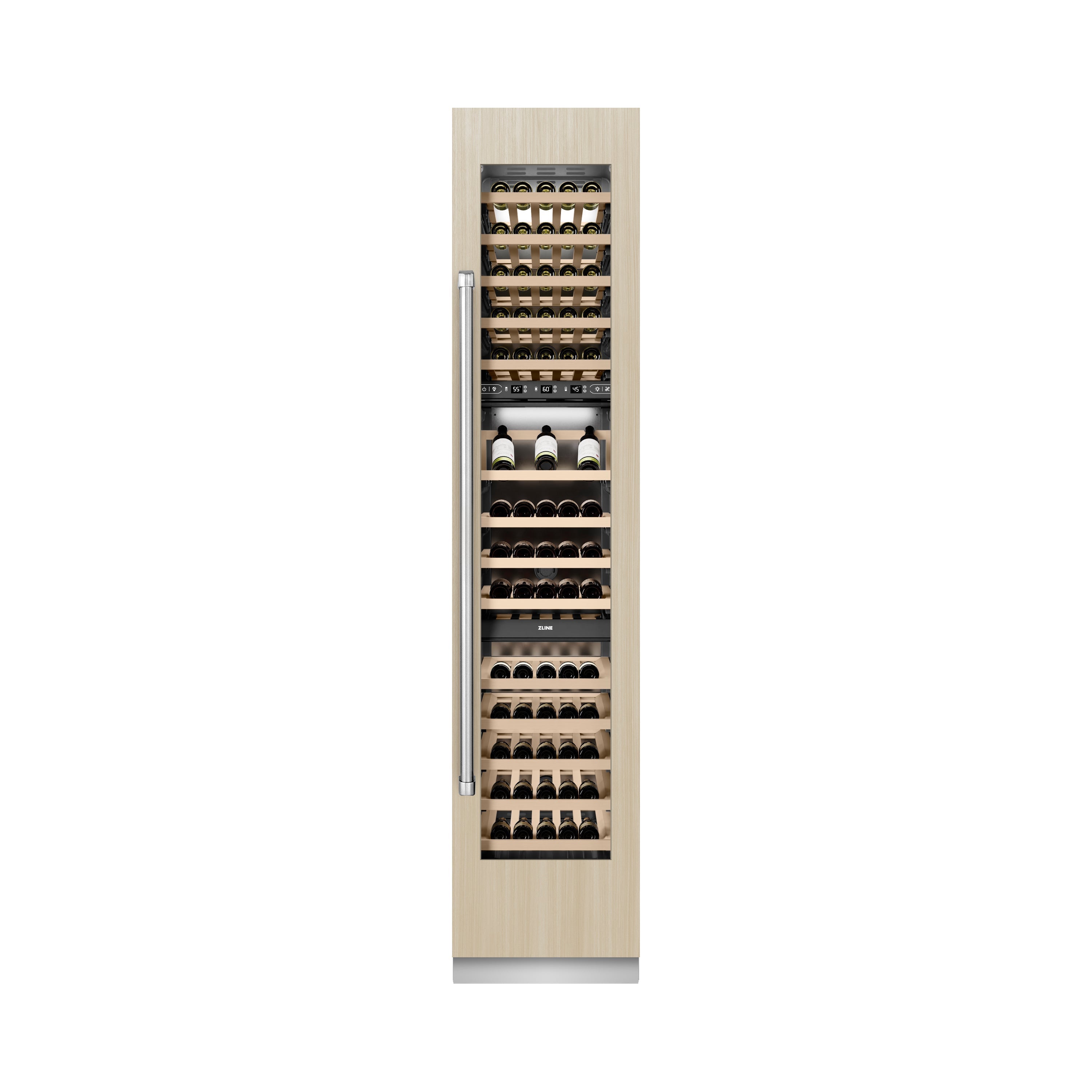 ZLINE 18" 9.0 cu. ft. Triple Zone 68 Bottle Panel Ready Right Hinge Column Wine Cooler, RBCWVR-18