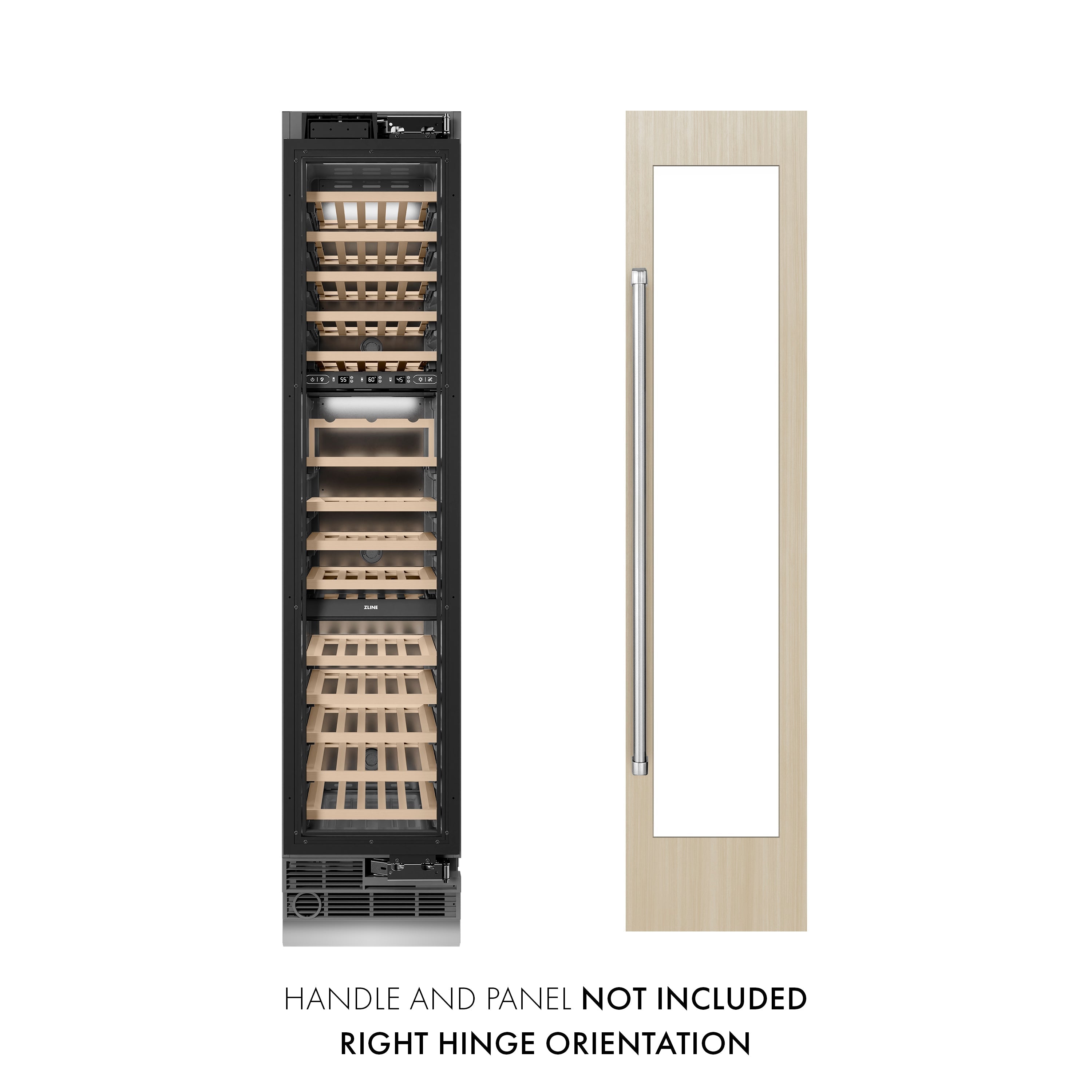 ZLINE 18" 9.0 cu. ft. Triple Zone 68 Bottle Panel Ready Right Hinge Column Wine Cooler, RBCWVR-18