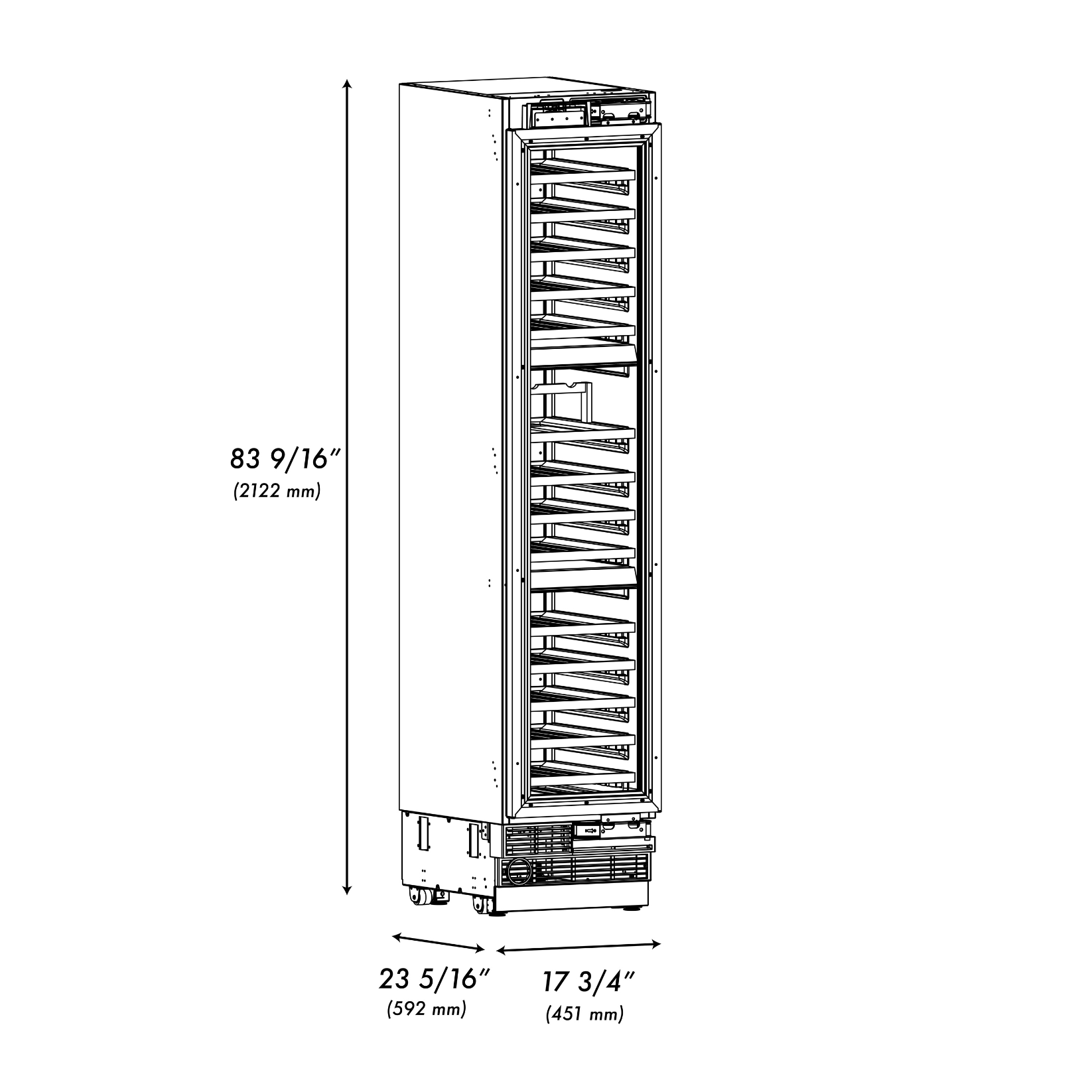 ZLINE Autograph 18" 9.0 cu. ft. Triple Zone 68 Bottle Panel Ready Right Hinge Column Wine Cooler with Matte Black Accents, RBCWVRZ-18-MB