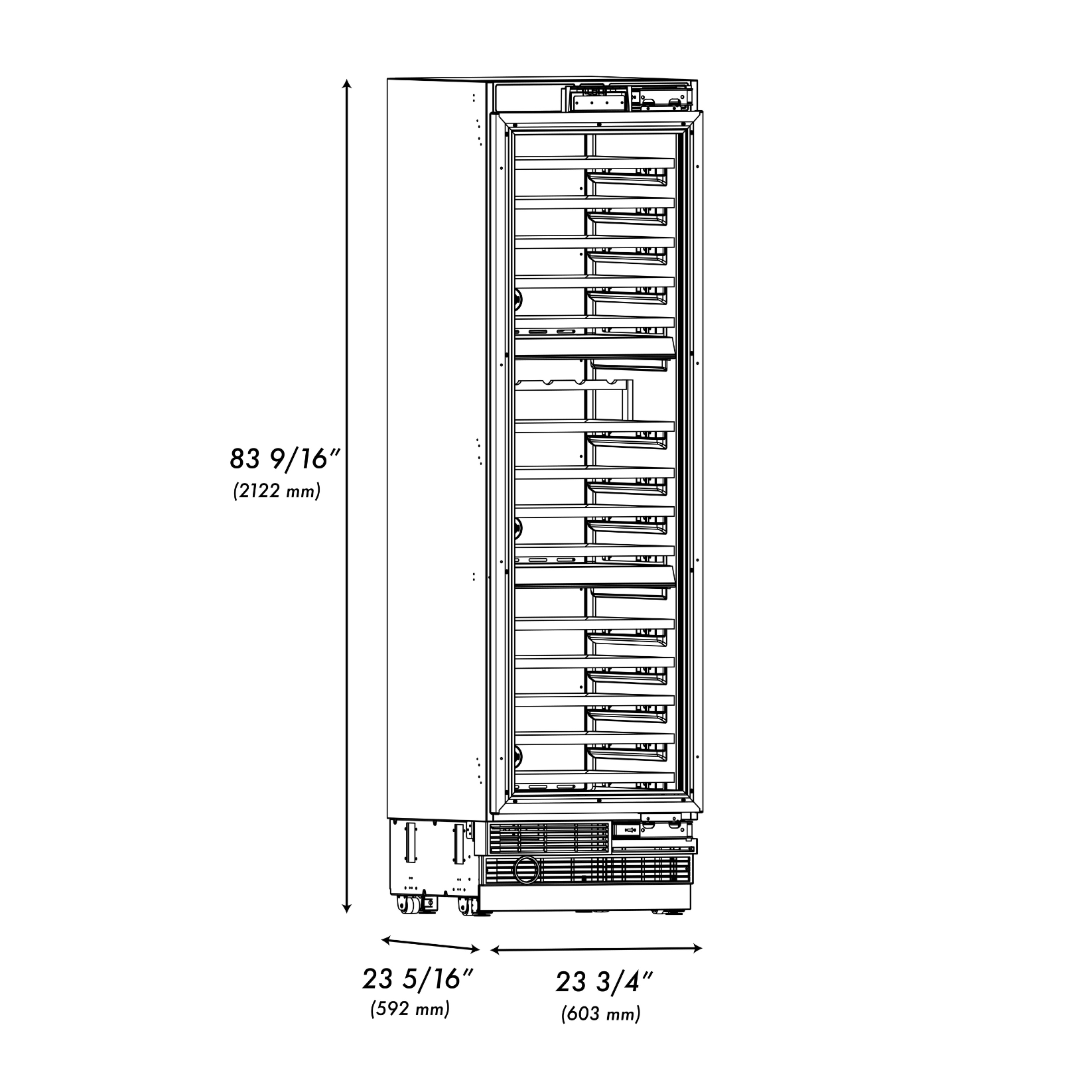 ZLINE Autograph 24" 12.4 cu. ft. Triple Zone 100 Bottle Panel Ready Column Wine Cooler with Champagne Bronze Accents, RBCWVZ-24-CB