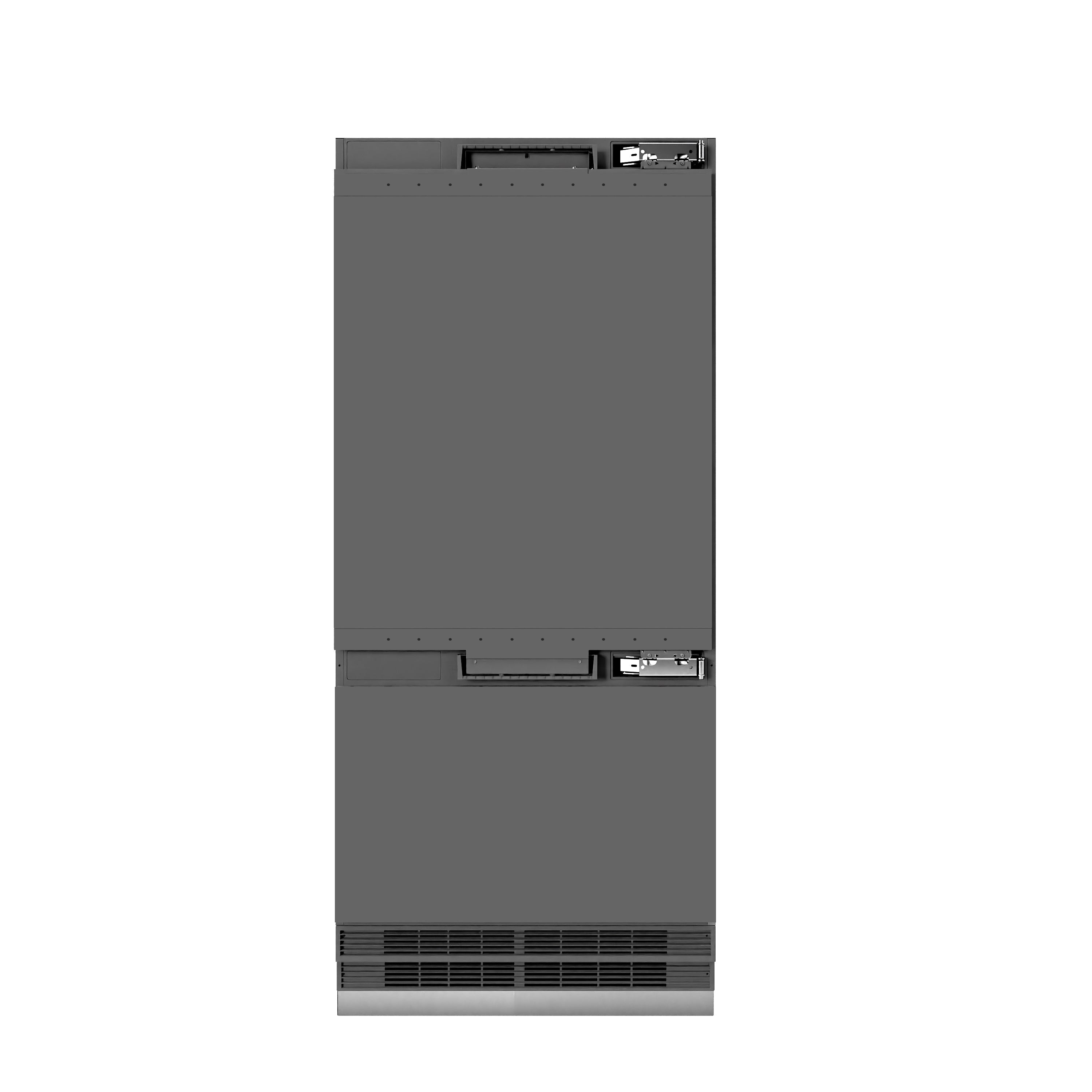 ZLINE 36 in. Built-In Bottom Freezer Refrigerator, Panel Ready, 19.8 Cu. Ft., Water Dispenser, Ice Maker, Matte Black Accents (GRBITZ-36-MB)