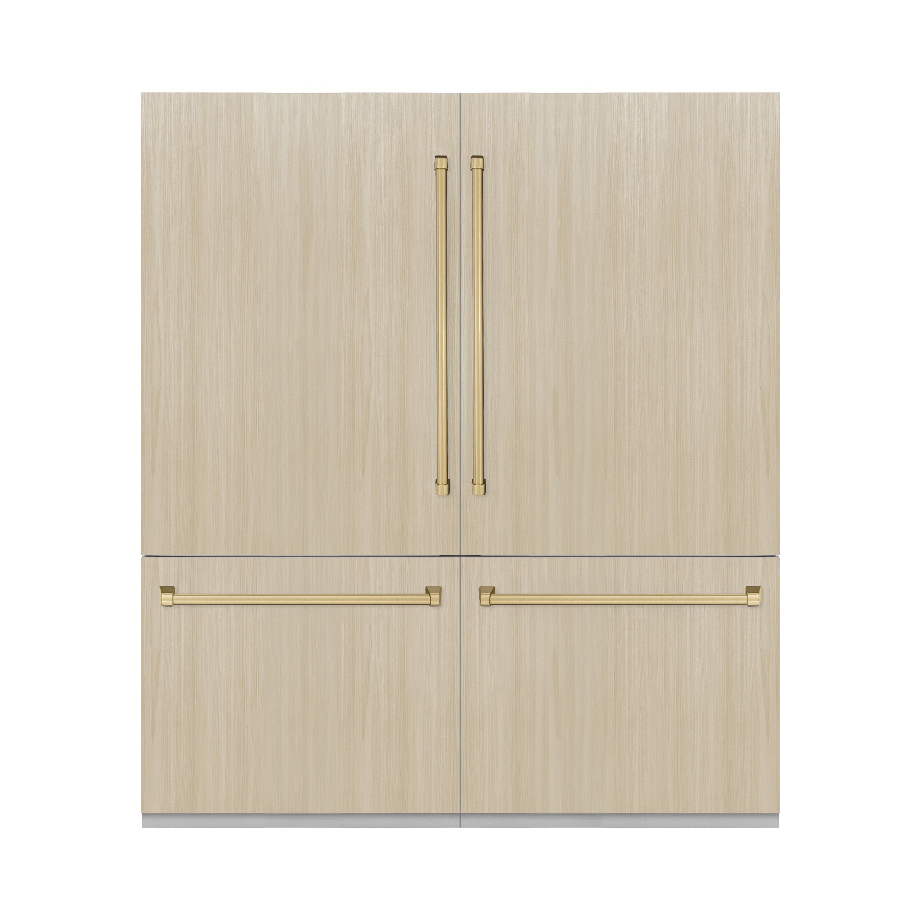 ZLINE 72 in. Panel Ready French Door Built-In Bottom Freezer Refrigerator, 39.6 Cu. Ft., Water Dispensers, Ice Makers, Graphite Gray Interior, Champagne Bronze Accents (GRBITZ-72-CB)