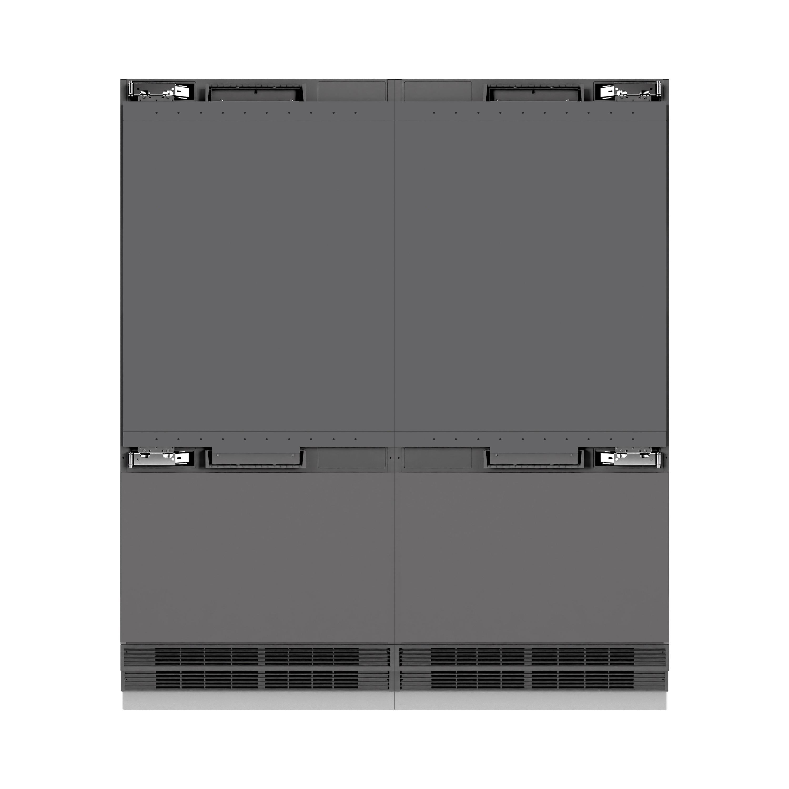 ZLINE 72 in. French Door Built-In Bottom Freezer Refrigerator, Panel Ready, 39.6 cu. ft., Water Dispensers, Ice Makers, Graphite Gray Interior, Matte Black Accents (GRBITZ-72-MB)