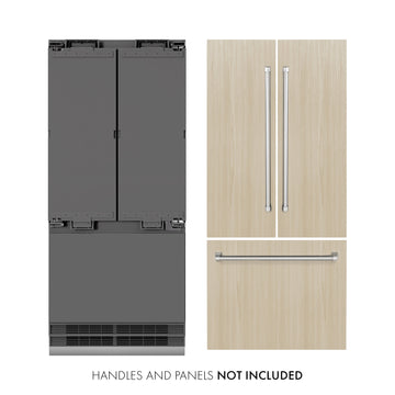 ZLINE 36 in Panel Ready French Door Built-In Refrigerator 19.6 cu. ft Capacity Water Dispenser Ice Maker Graphite Gray Interior (GRBIV-36)