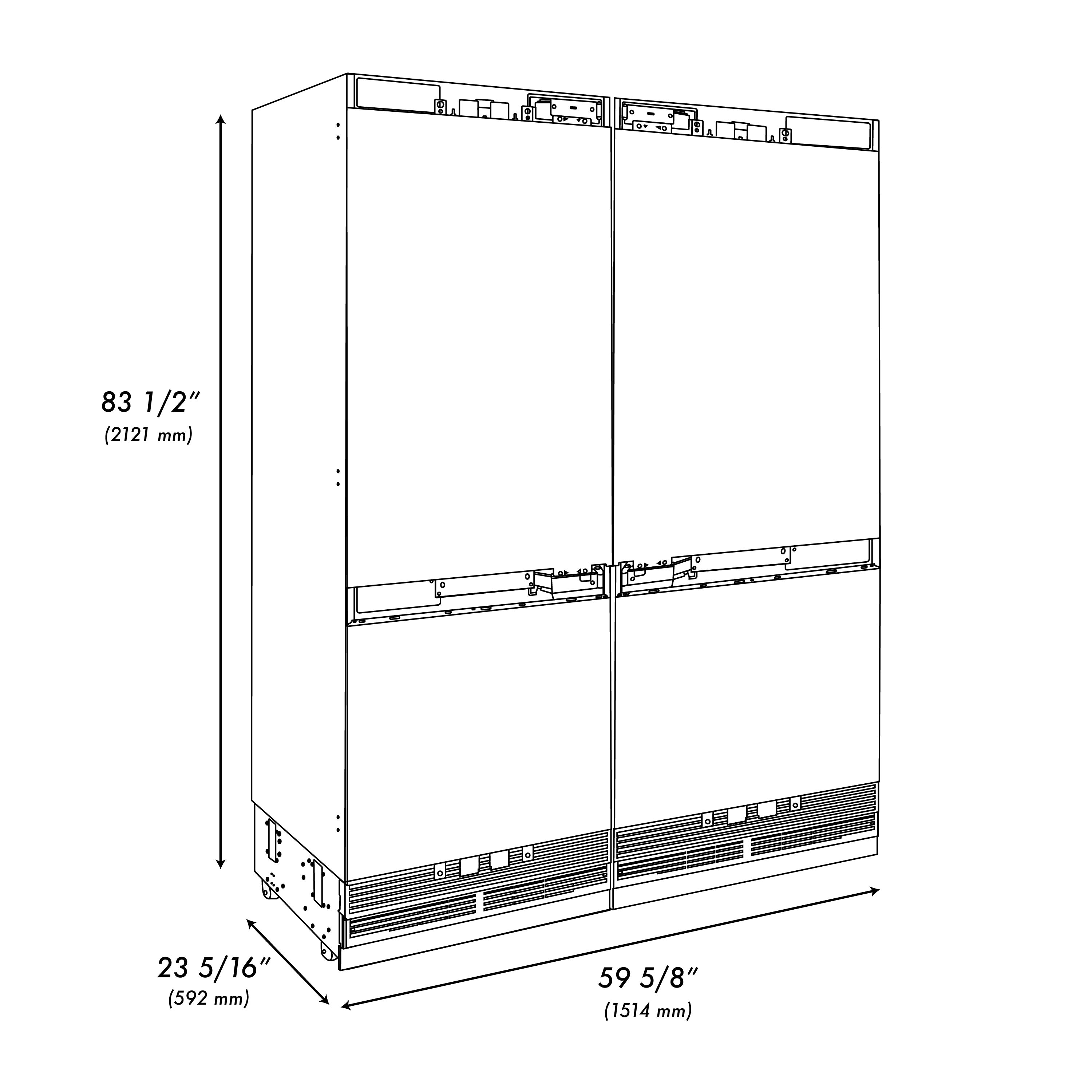 ZLINE 60 in. Panel Ready French Door Built-In Bottom Freezer Refrigerator 32.2 cu. ft. with Water Dispenser, Ice Maker, Graphite Gray Interior, Polished Gold Accents (GRBIVZ-60-G)