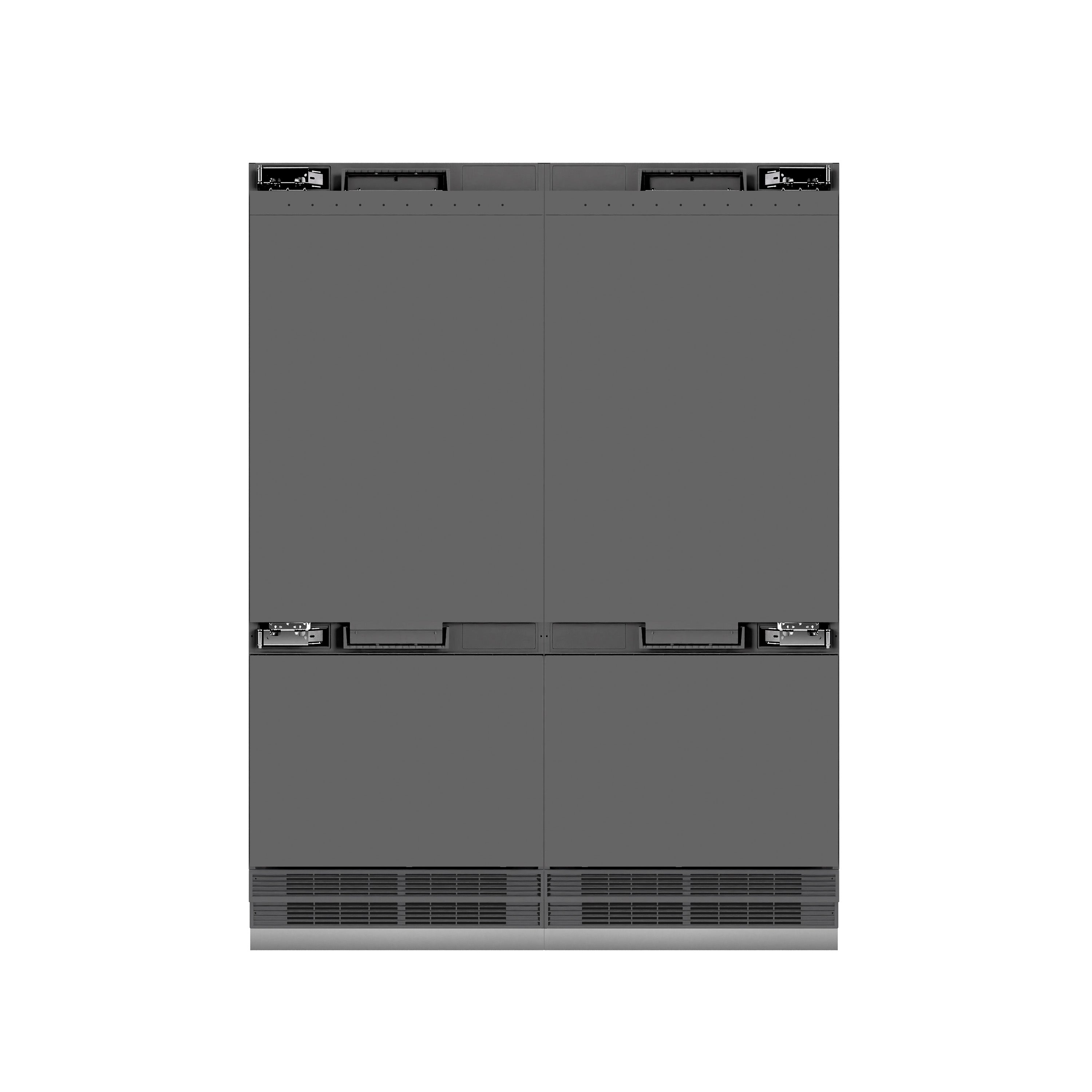 ZLINE 60 in. Panel Ready French Door Built-In Bottom Freezer Refrigerator 32.2 cu. ft. with Water Dispenser, Ice Maker, Graphite Gray Interior, Polished Gold Accents (GRBIVZ-60-G)