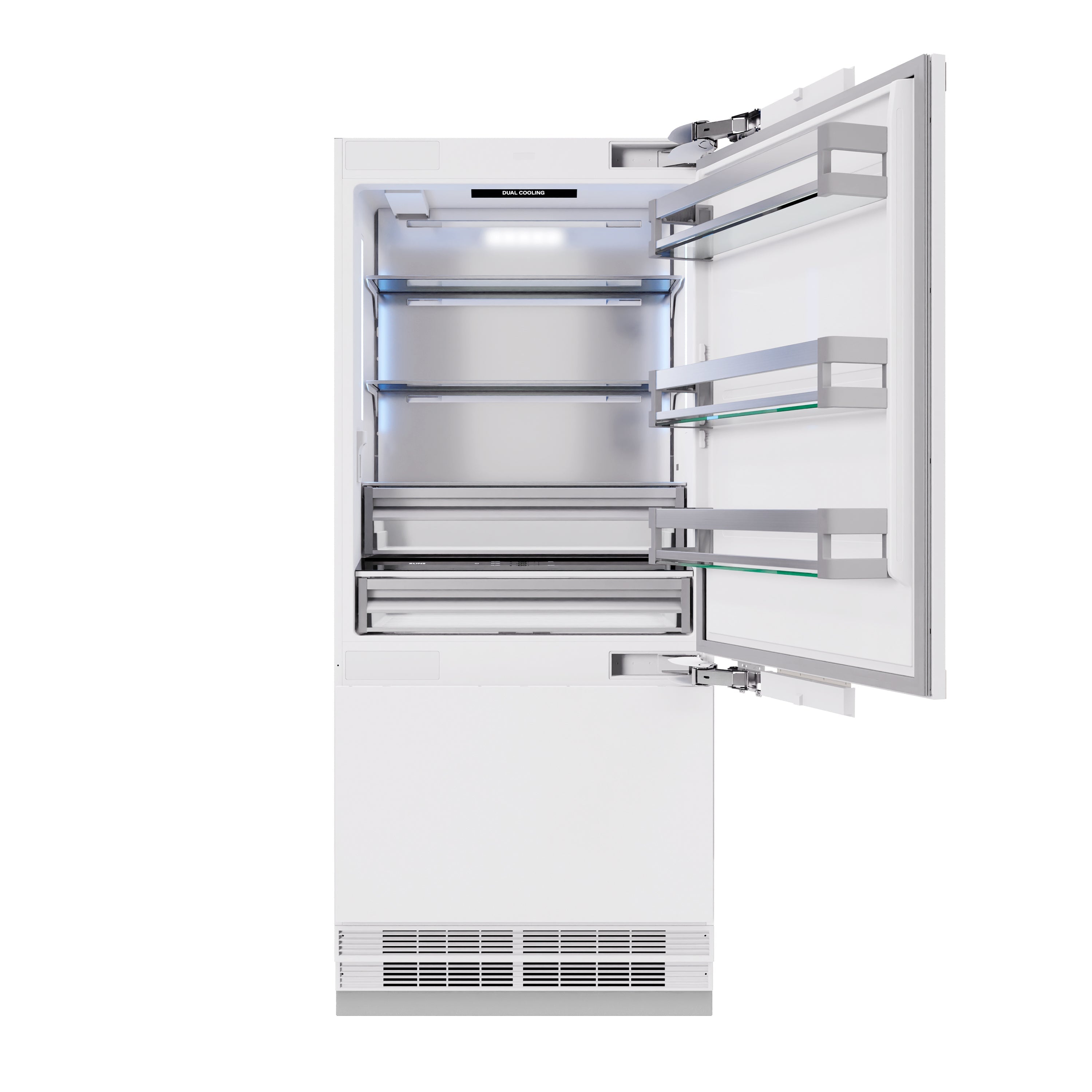 ZLINE 36 in. Built-In Bottom Freezer Refrigerator, Panel Ready, 19.8 Cu. Ft., Water Dispenser, Ice Maker, Champagne Bronze Accents (RBITZ-36-CB)