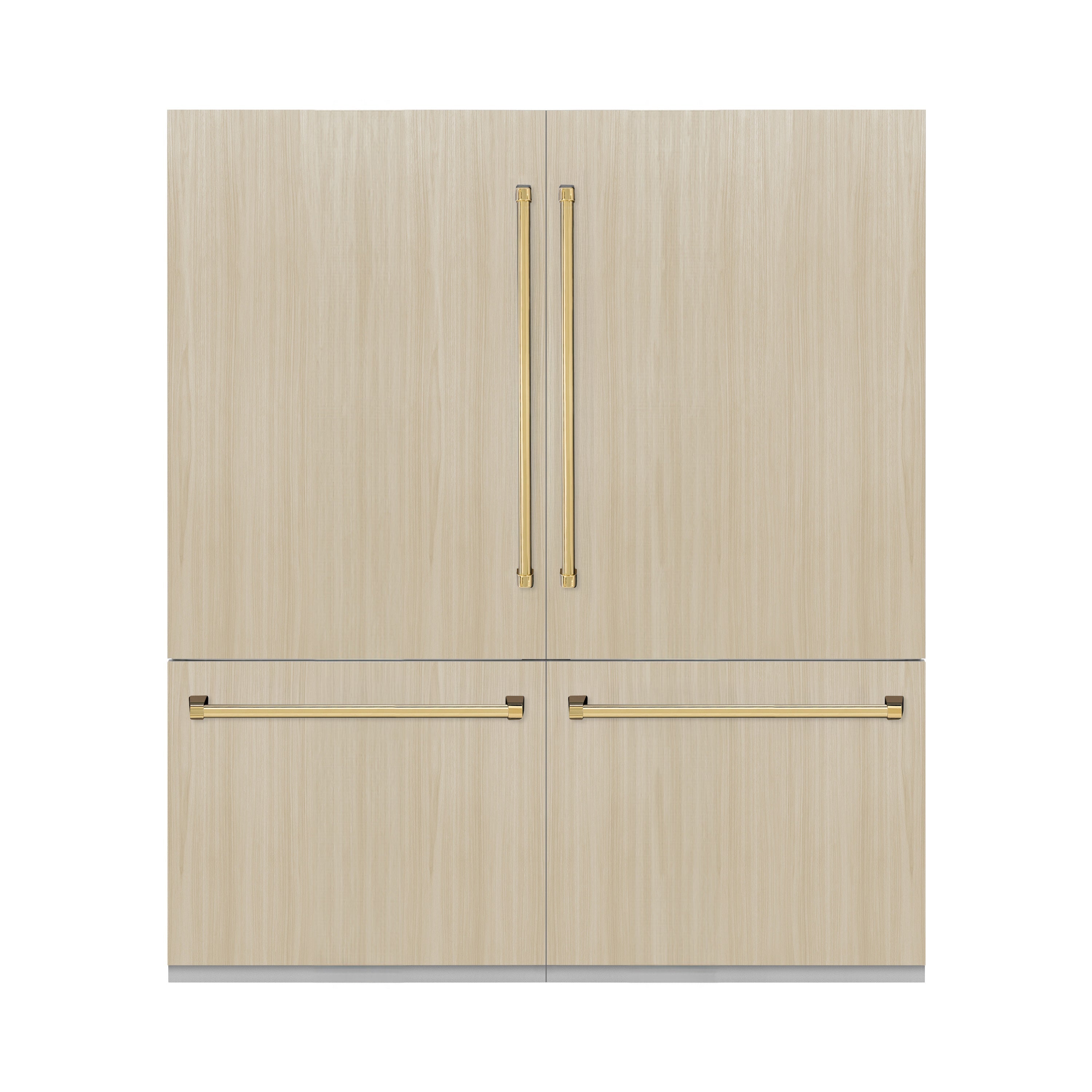 ZLINE 72 in Built-In Panel Ready French Door Refrigerator Bottom Freezer 39.6 cu. ft. Water Dispensers Ice Makers Polished Gold Accents (RBITZ-72-G)