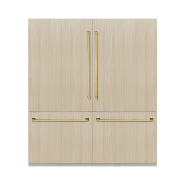 ZLINE 72 in Built-In Panel Ready French Door Refrigerator Bottom Freezer 39.6 cu. ft. Water Dispensers Ice Makers Polished Gold Accents (RBITZ-72-G)