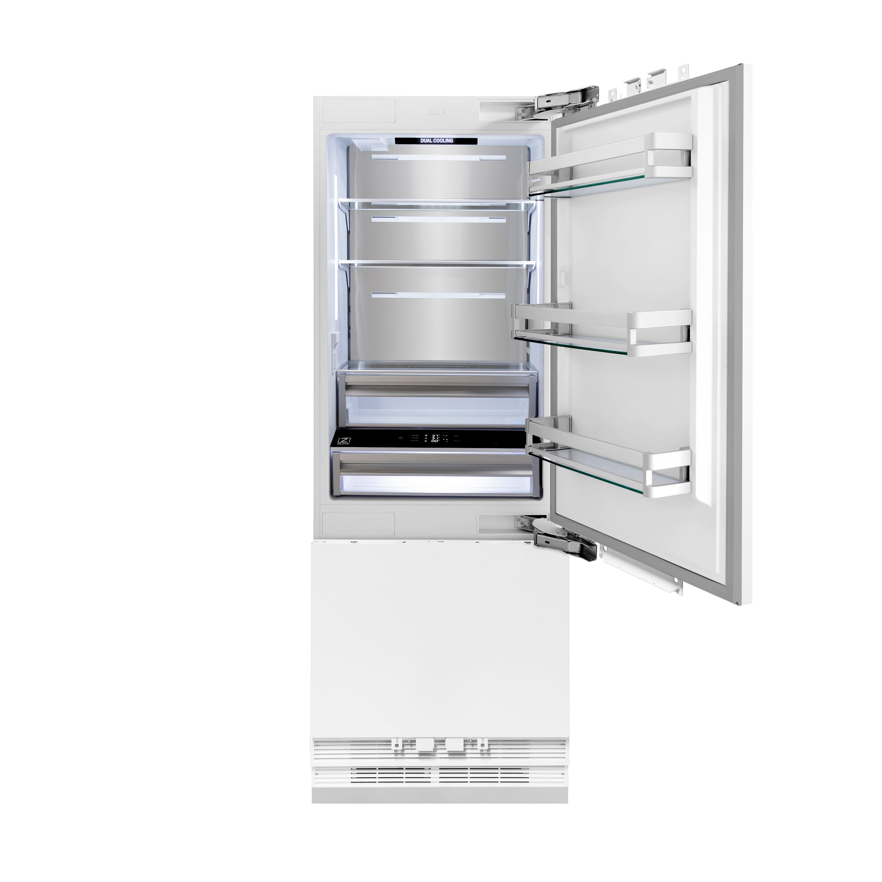 ZLINE 30 in. Built-In Panel Ready Bottom Freezer Refrigerator 16.1 cu. ft. Internal Water & Ice Dispenser Matte Black Handles (RBIVZ-30-MB)