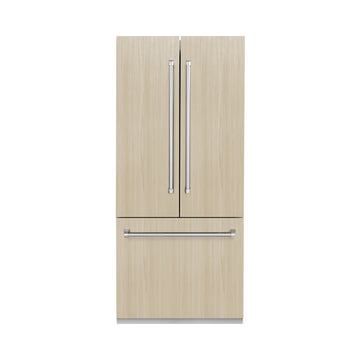ZLINE 36 in. Panel Ready French Door Built-In Bottom Freezer Refrigerator, 19.6 cu. ft., Water Dispenser, Ice Maker, Stainless Steel Interior (SRBIV-36)
