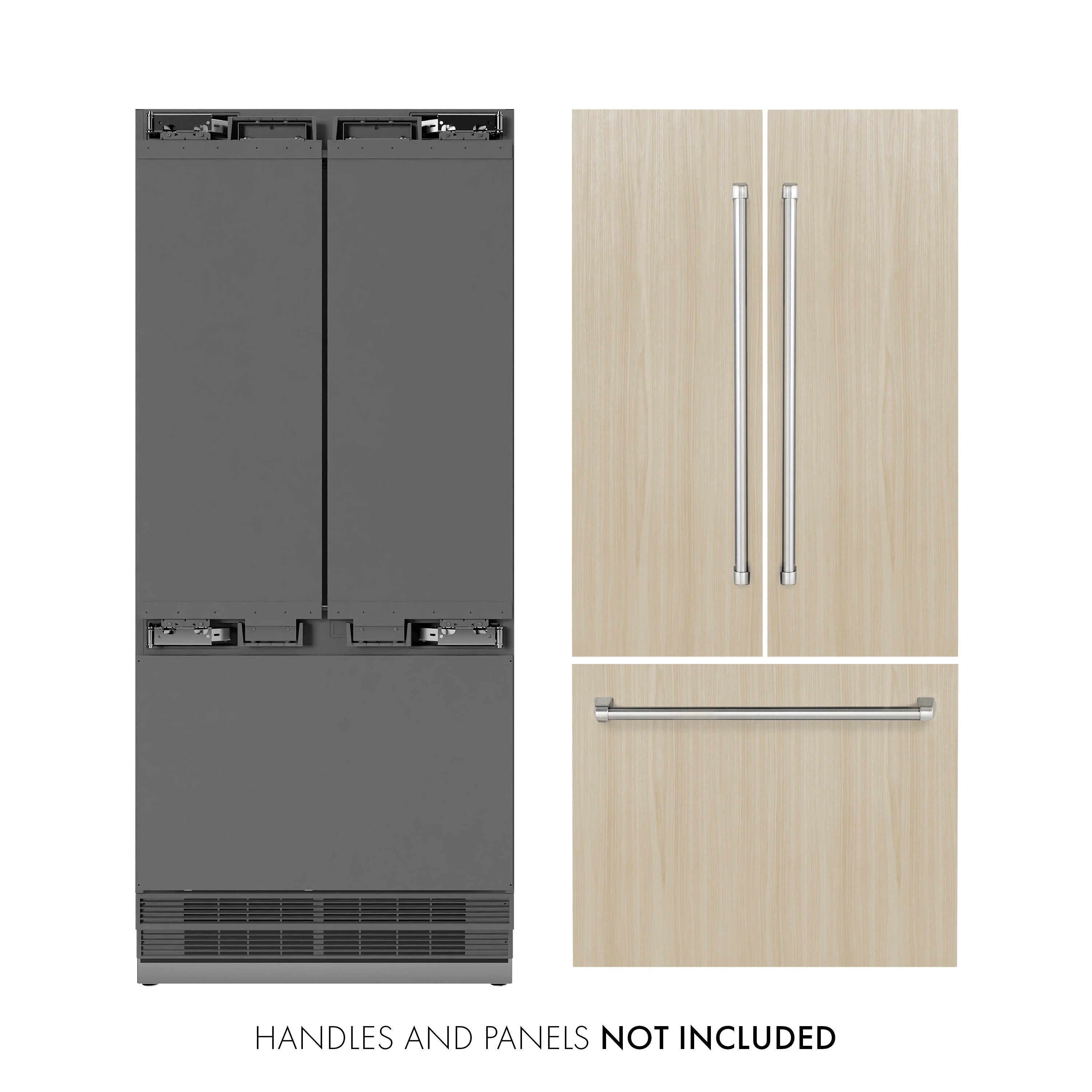 ZLINE 36 in. Panel Ready French Door Built-In Bottom Freezer Refrigerator, 19.6 cu. ft., Water Dispenser, Ice Maker, Stainless Steel Interior (SRBIV-36)