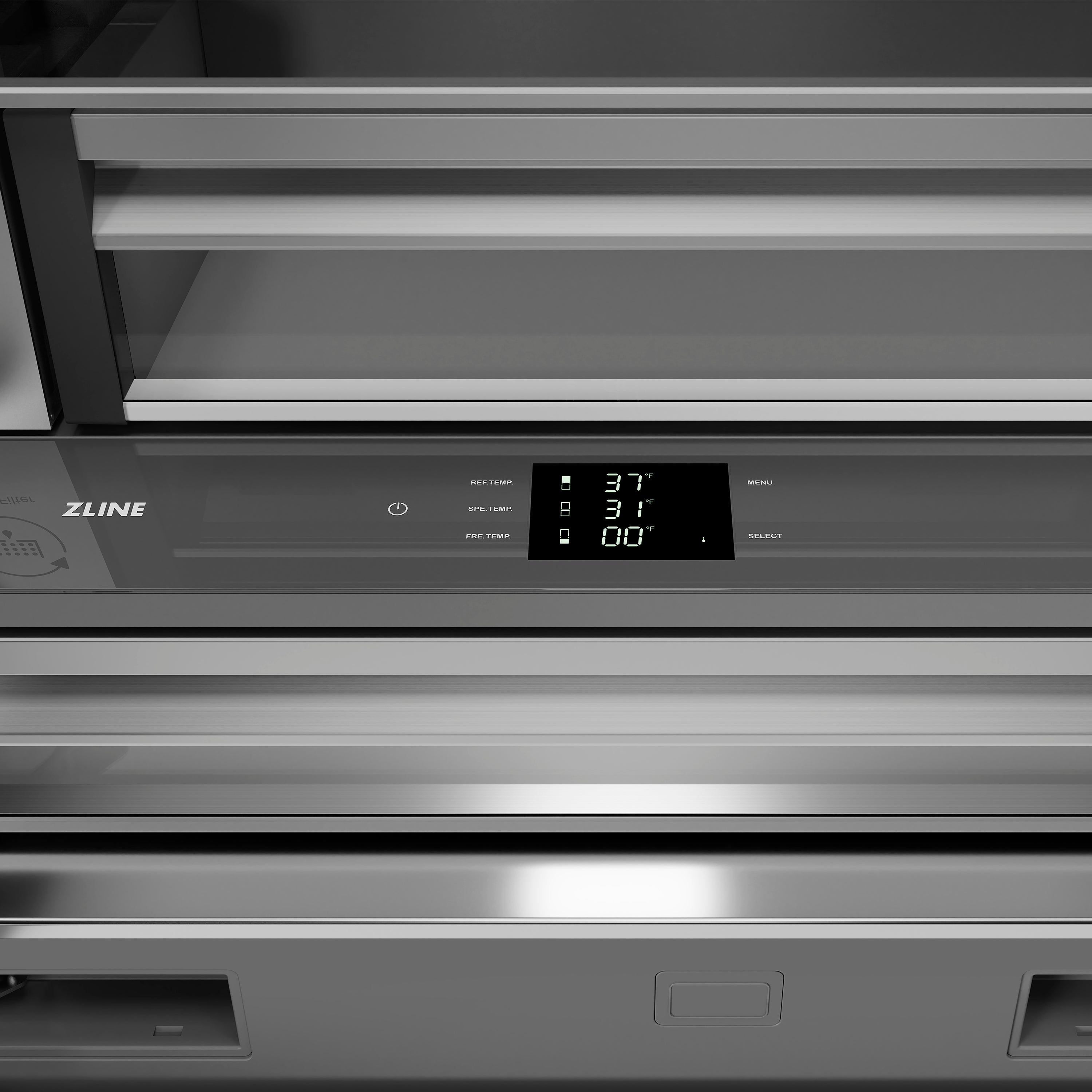 ZLINE 36 in. French Door Built-In Bottom Freezer Refrigerator 19.6 Cu. Ft. Water Dispenser Ice Maker Satin Stainless Steel (SRBIV-SN-36)