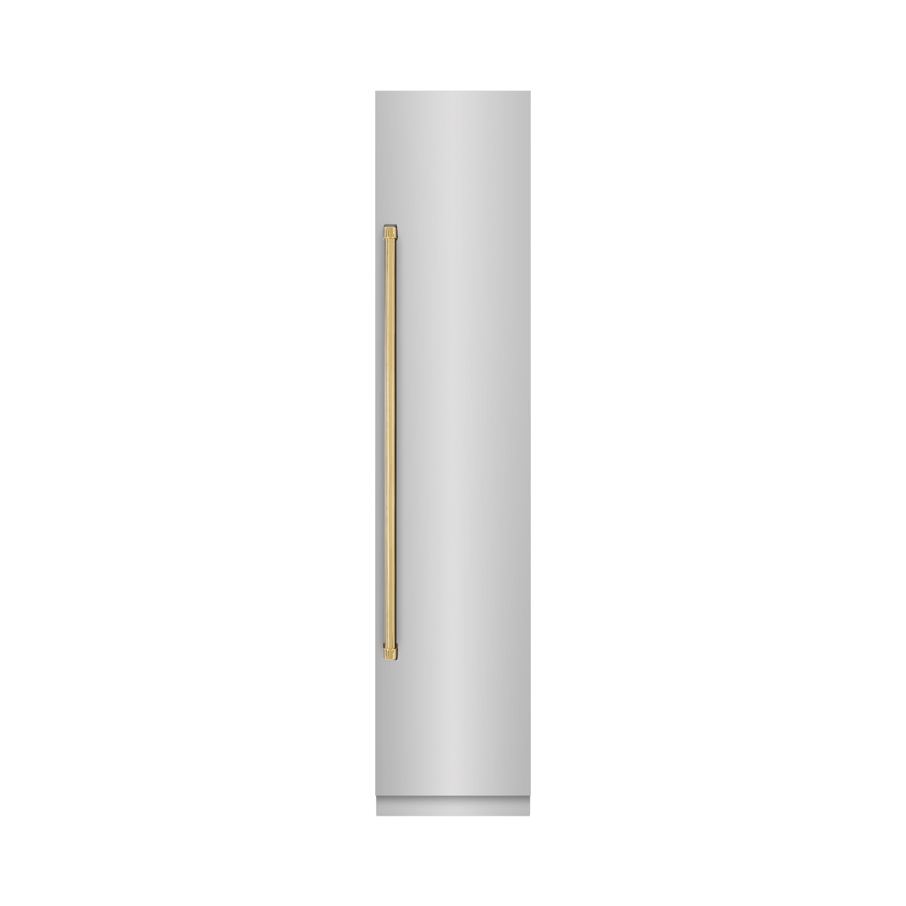 ZLINE Autograph 18" 8.6 cu. ft. Right Hinge Column Freezer in Stainless Steel with Graphite Gray Interior and Polished Gold Accents, RCFVRZ-30418-G