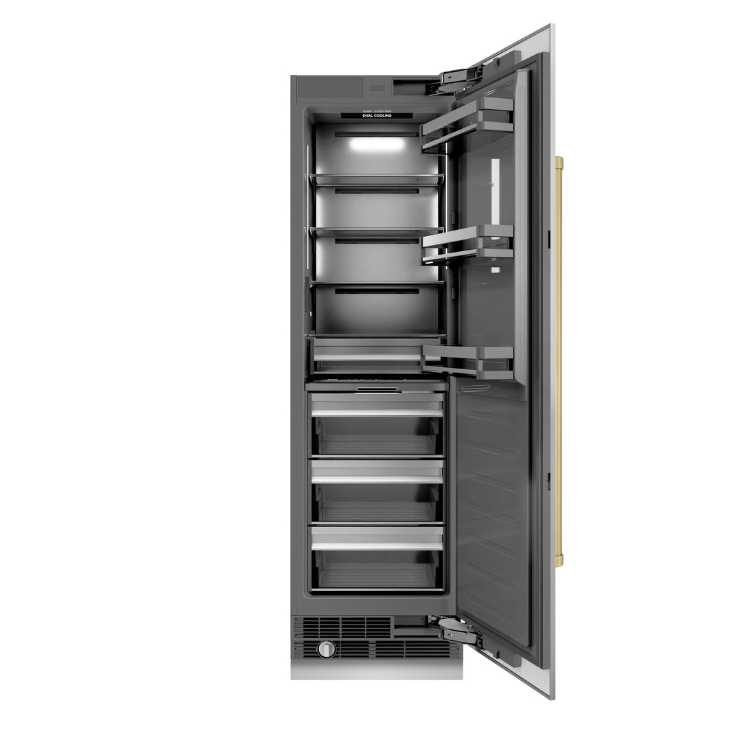 ZLINE 24 in. Column Refrigerator 12.5 cu. ft. Stainless Steel Graphite Gray Interior Champagne Bronze Accents (RCRVZ-30424-CB)