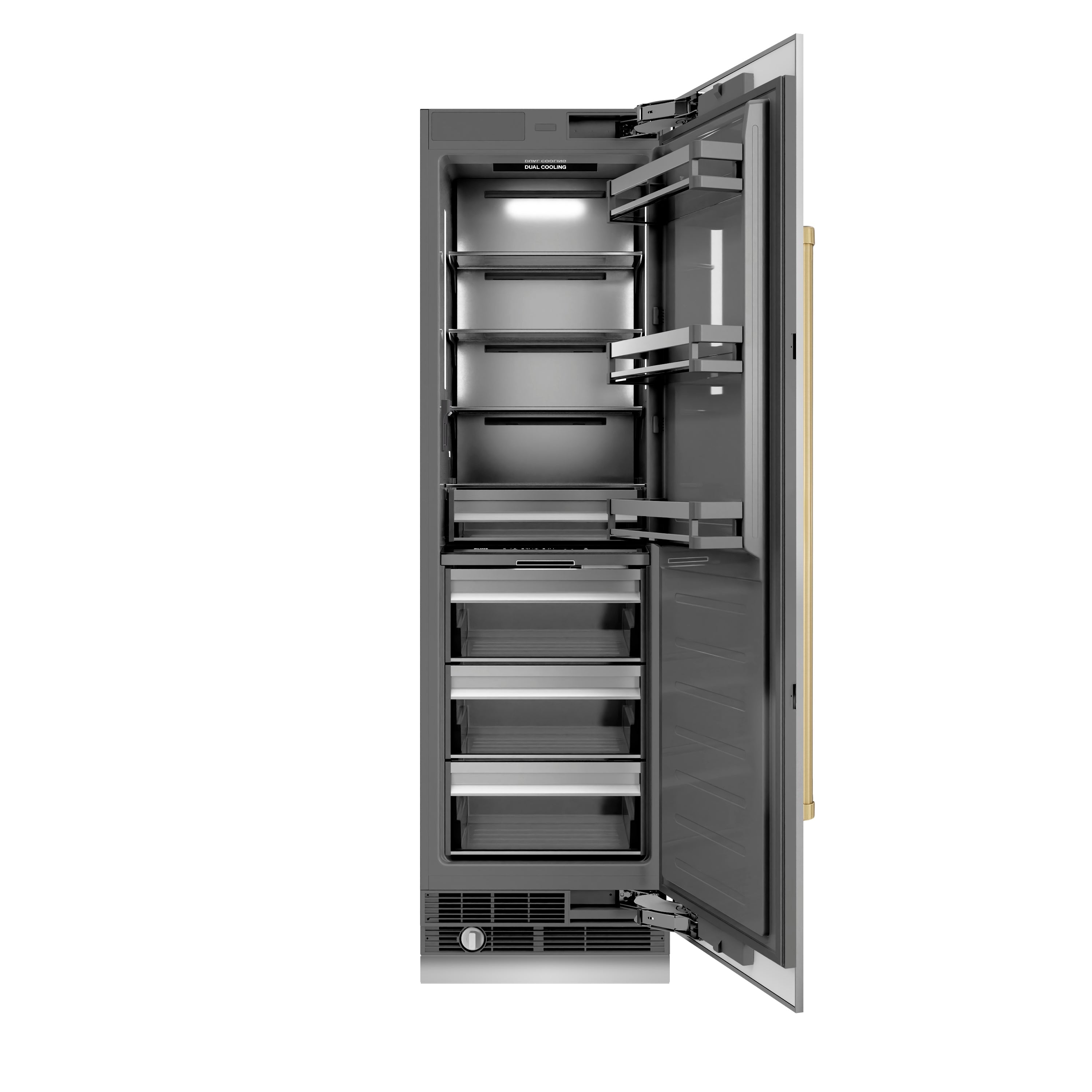 ZLINE 24 in. Column Refrigerator 12.5 cu. ft. Stainless Steel Graphite Gray Interior Champagne Bronze Accents (RCRVZ-30424-CB)
