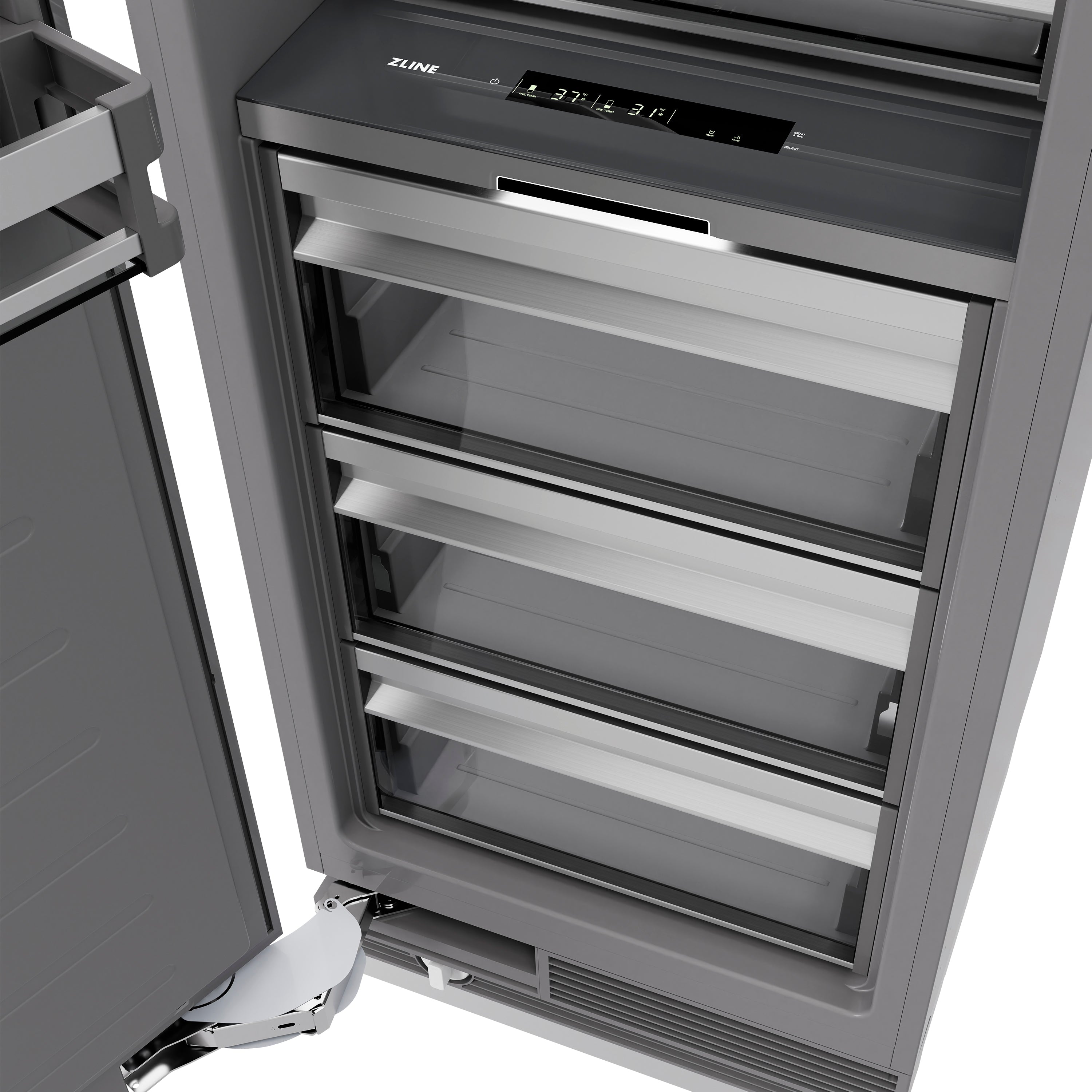 ZLINE 24 in. Column Refrigerator 12.5 cu. ft. Stainless Steel Graphite Gray Interior Polished Gold Accents (RCRVZ-30424-G)