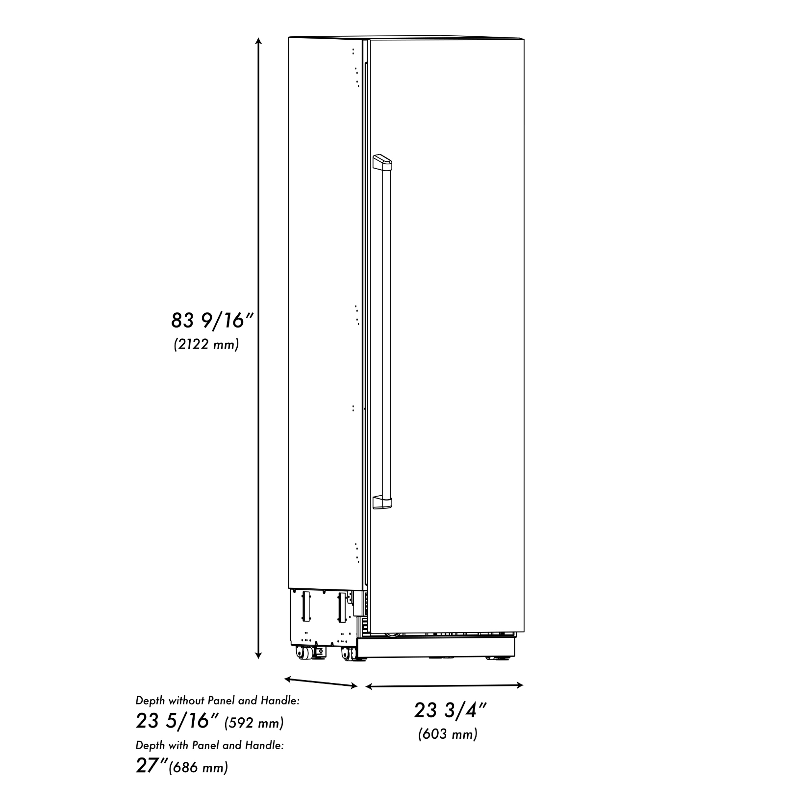ZLINE 24-Inch Column Refrigerator 12.5 Cu. Ft. Stainless Steel Graphite Gray Interior Matte Black Accents (RCRVZ-30424-MB)