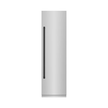 ZLINE 24-Inch Column Refrigerator 12.5 Cu. Ft. Stainless Steel Graphite Gray Interior Matte Black Accents (RCRVZ-30424-MB)