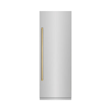 ZLINE 30 in. Column Refrigerator 16.7 cu. ft. Stainless Steel Graphite Gray Interior Polished Gold Accents (RCRVZ-30430-G)