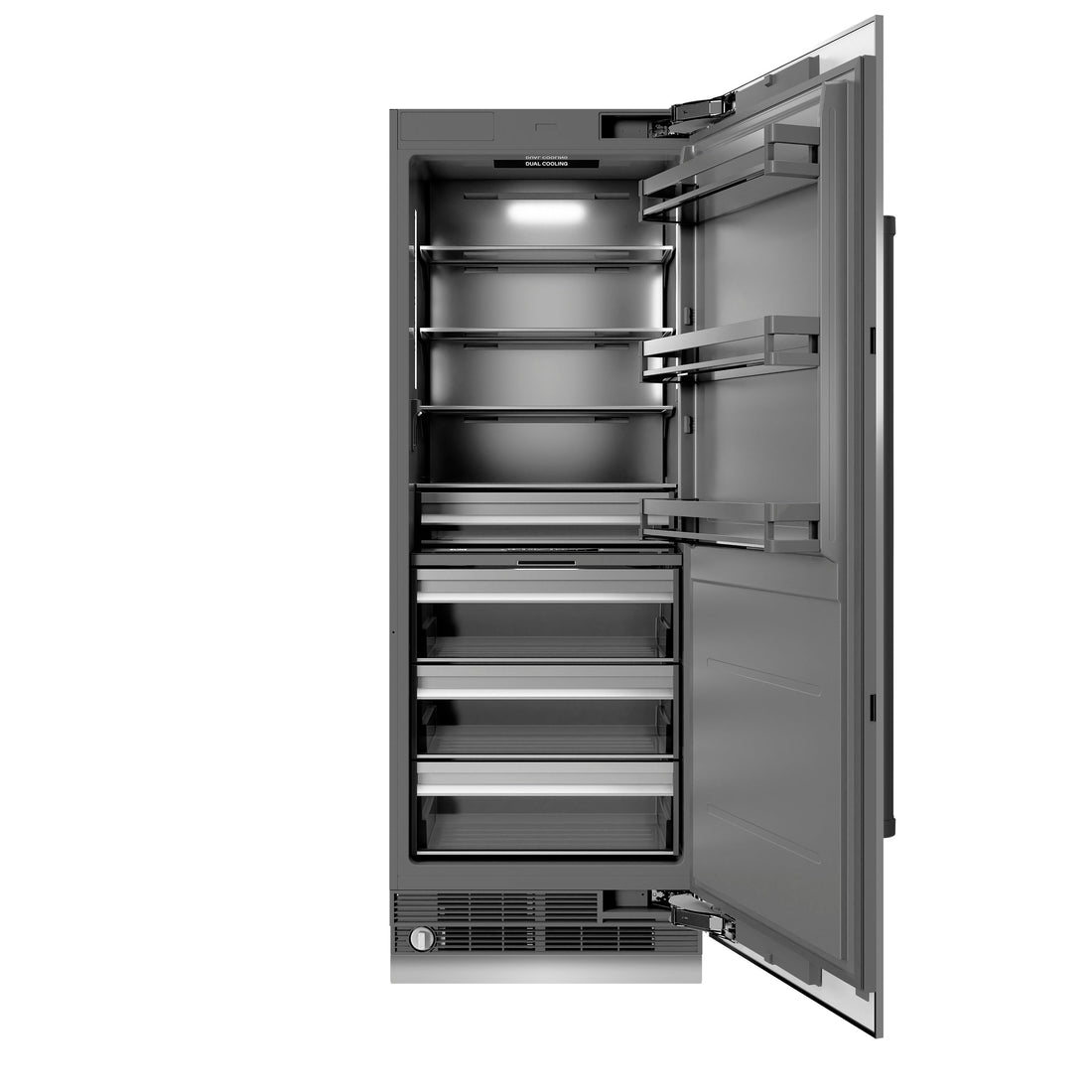 ZLINE 30 in. Column Refrigerator 16.7 cu. ft. Stainless Steel, Graphite Gray Interior, Matte Black Accents (RCRVZ-30430-MB)