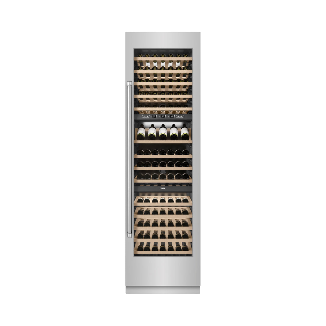 ZLINE 24" 12.4 cu. ft. Triple Zone 100 Bottle Column Wine Cooler in Stainless Steel, RCWV-304-24